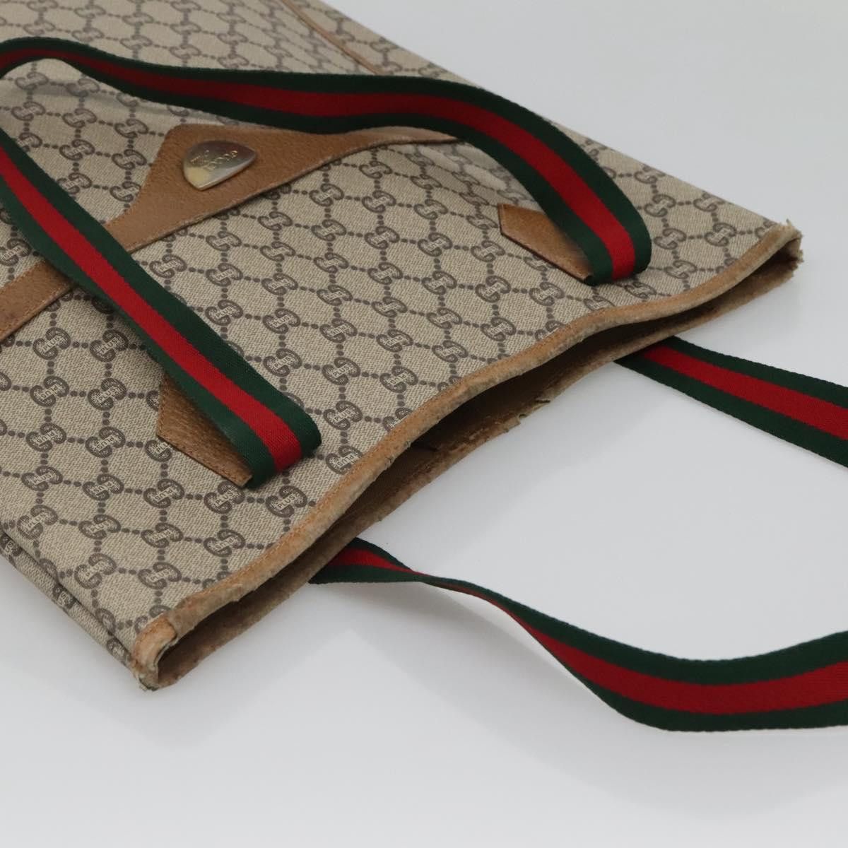 Gucci GUCCI GG Plus Supreme Web Sherry Line Tote Bag Pvc Beige Size ONE SIZE - 6 Thumbnail