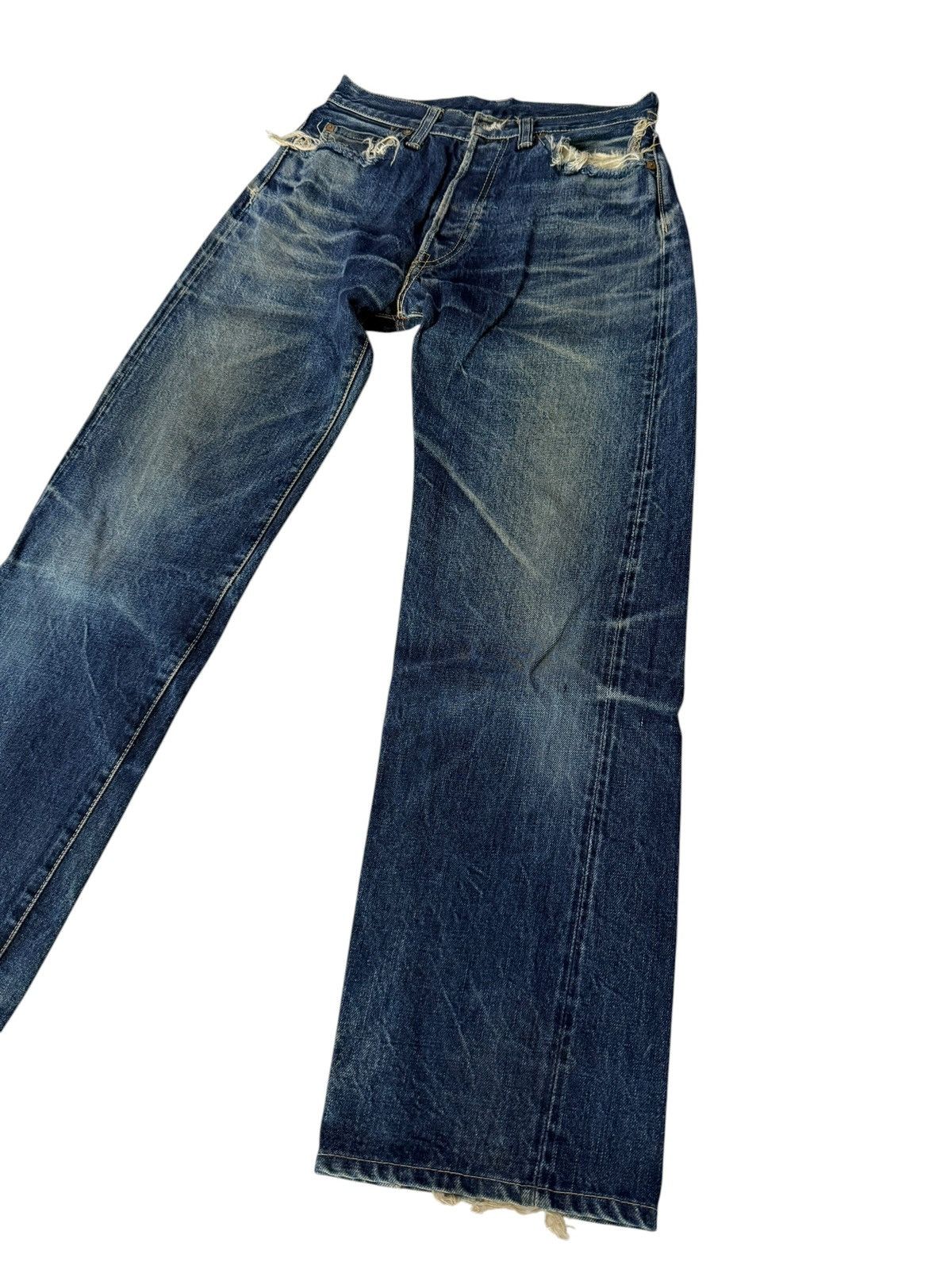 Japanese Brand DENIM PORKY’S JAPAN REDLINE SELVEDGE DISTRESSED JEANS Size US 27 - 4 Thumbnail