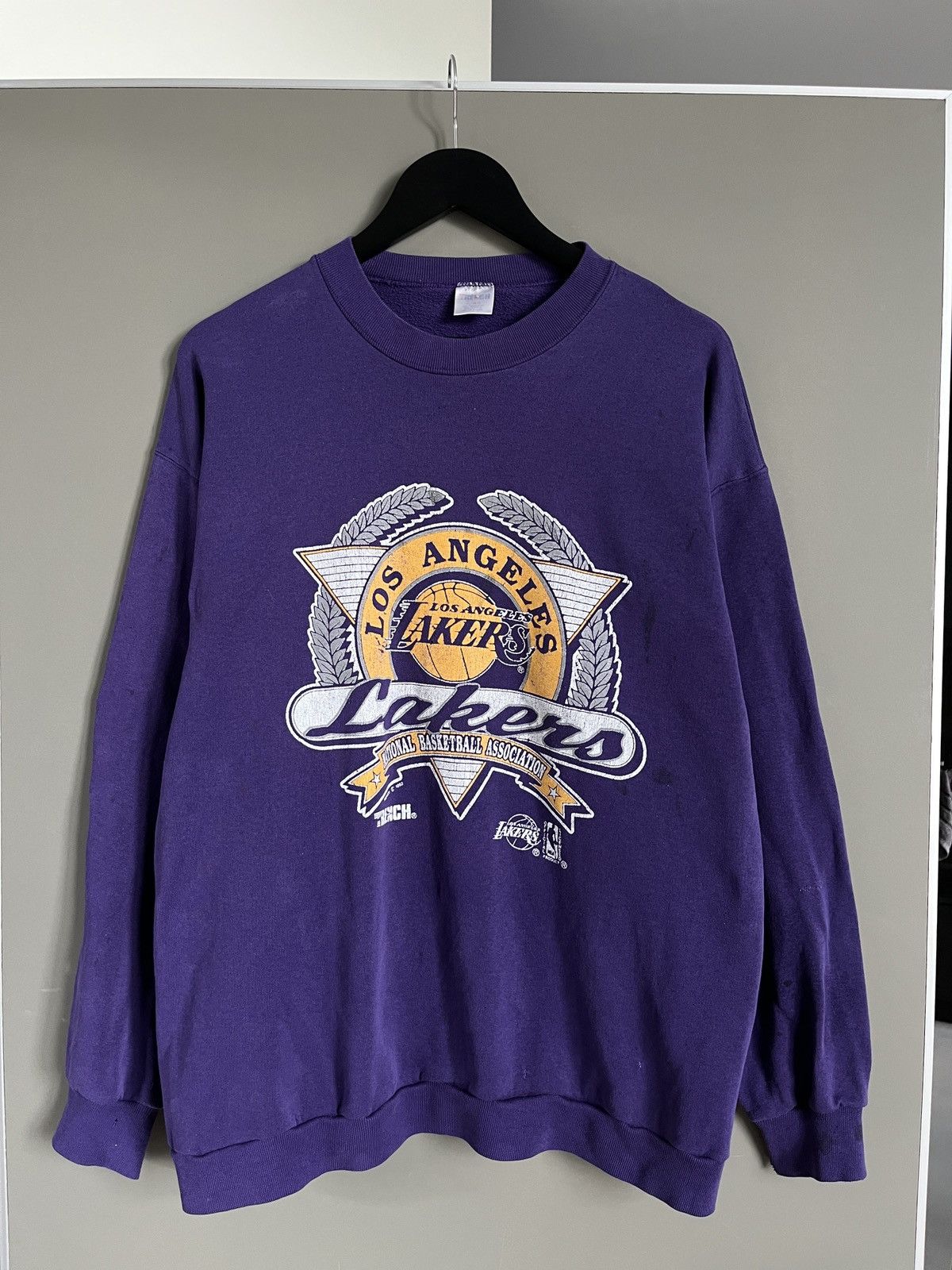 NBA × Vintage Lakers LA 1992 Trench lic.USA Made Vintage Sweatshirt Size US XL / EU 56 / 4 - 1 Thumbnail