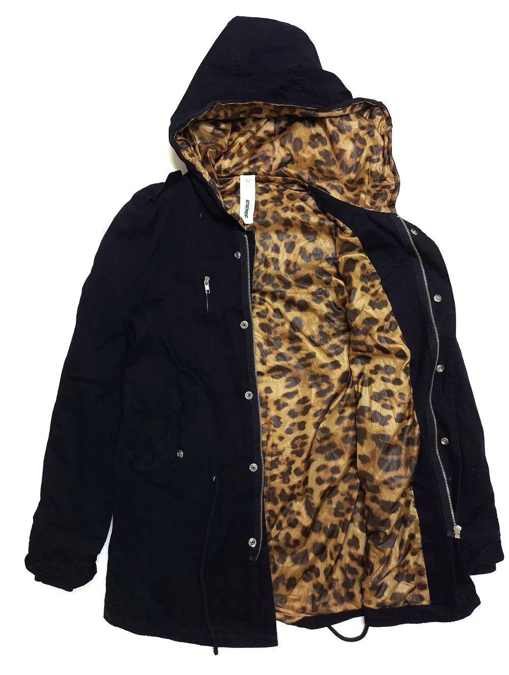 image of Attachment By Kazuyuki Kumagai Black Leopard Parka, Men's (Size Small)