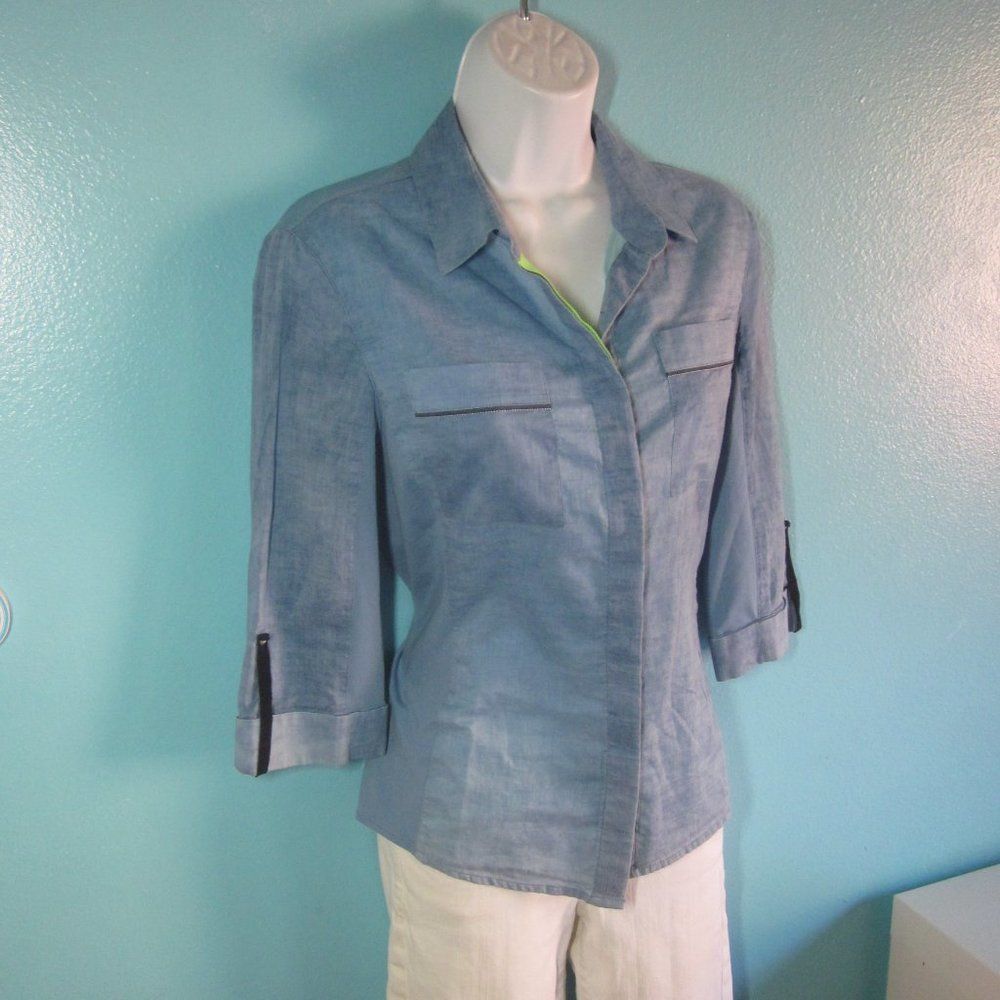 Elie Tahari Elie Tahari Womens Blue Blouse Size S Size S / US 4 / IT 40 - 9 Thumbnail