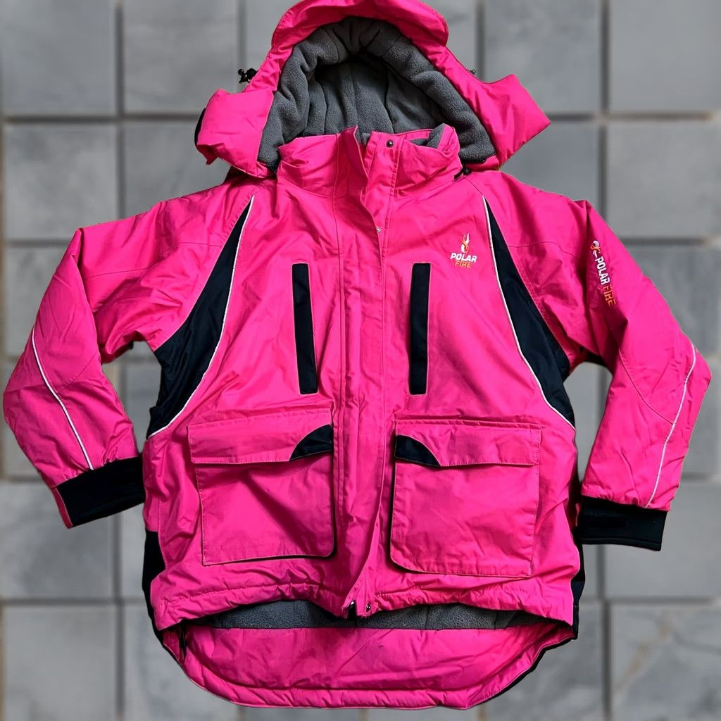 Vintage Polar Fire Coat Large Hooded Thick Winter Jacket Pink Ski Womens Size L / US 10 / IT 46 - 1 Thumbnail