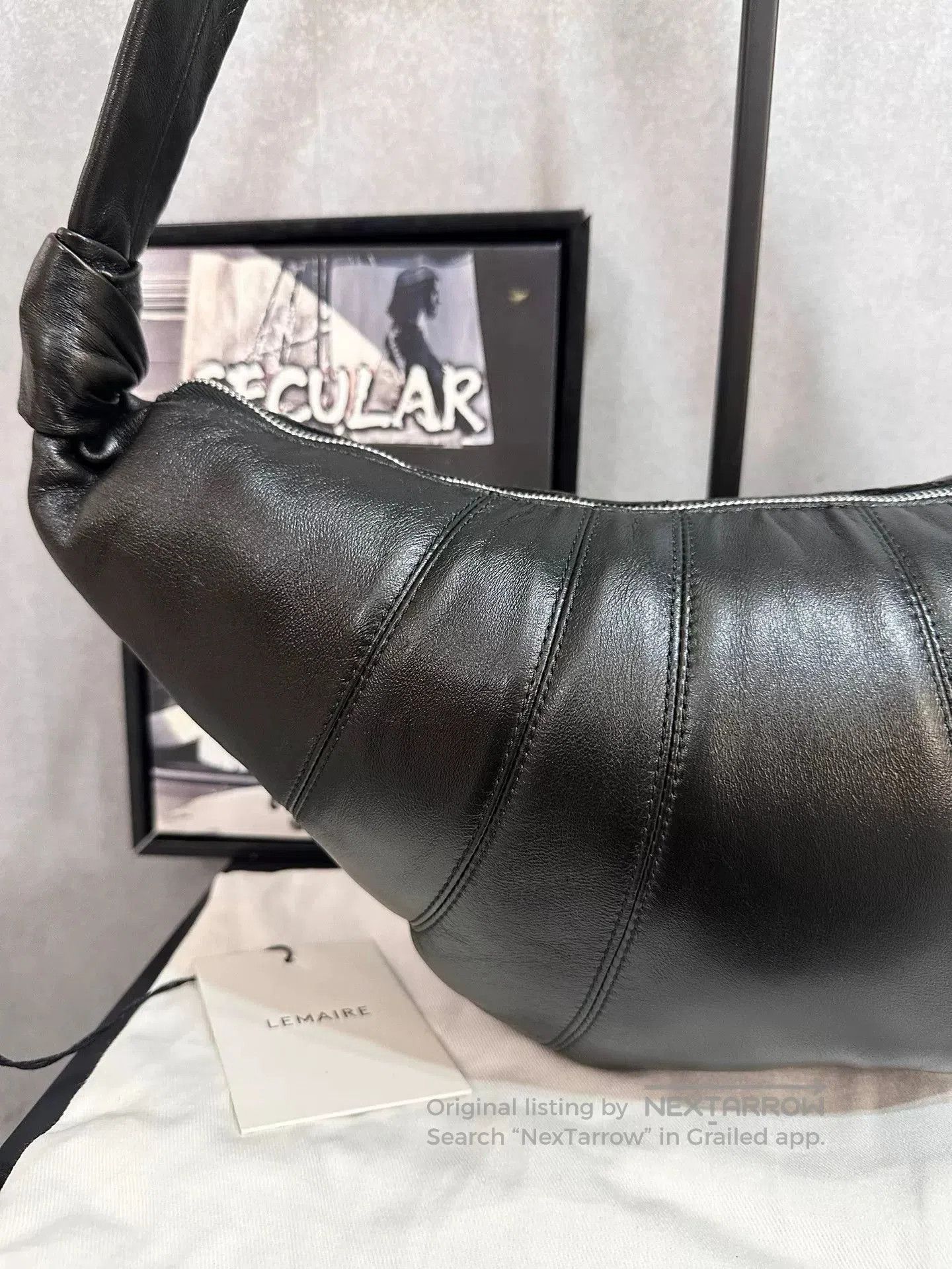 Lemaire Lemaire Medium Black Sheepskin Croissant Bag. Size ONE SIZE - 5 Thumbnail
