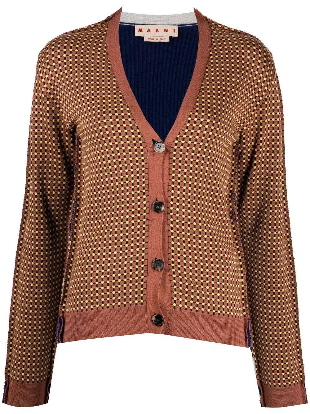 Marni o1w1db10824 V-neck Cardigan in Multicolor Size M / US 6-8 / IT 42-44 - 1 Thumbnail