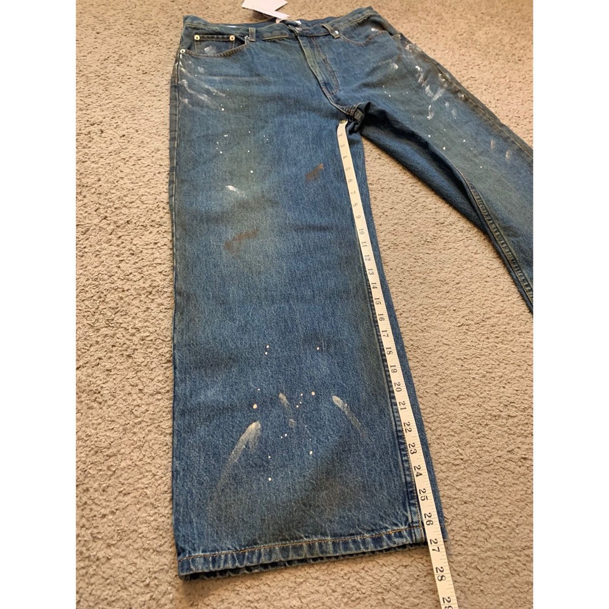 Helmut Lang HELMUT LANG CROPPED PAINT SPLATTER WIDE LEG JEANS Size US 34 / EU 50 - 16 Thumbnail