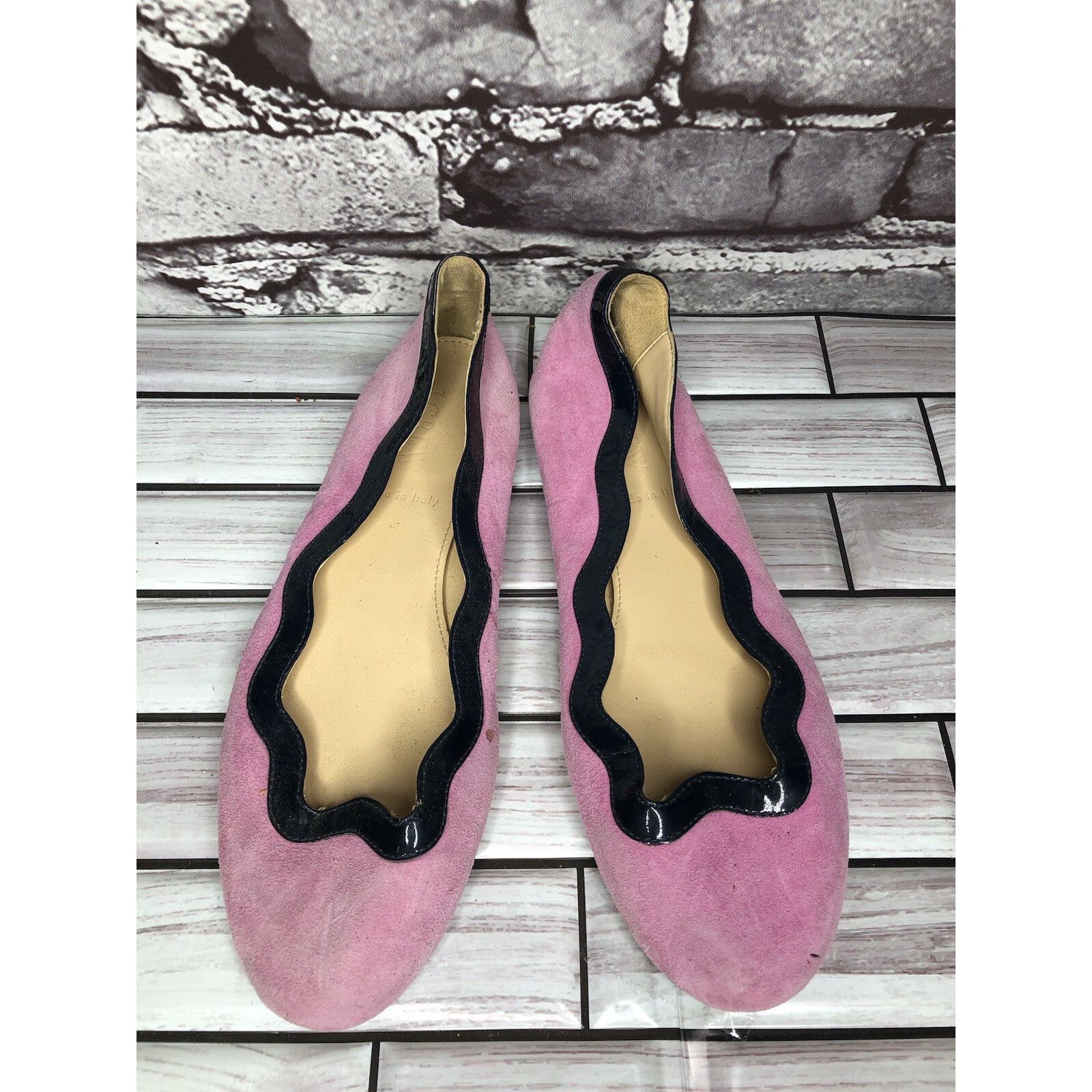 J.Crew J.CREW Pink Suede Leather Blue Scalloped Ballet Flats Shoes Size US 5 / IT 35 - 2 Thumbnail