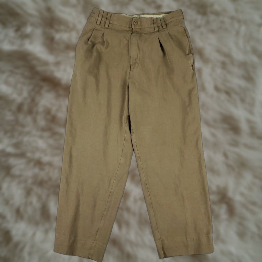 Tommy Bahama Tommy Bahama Chino Pants Mens 33x27 Brown Silk Pleated Casual Trousers Size US 33 - 1 Thumbnail