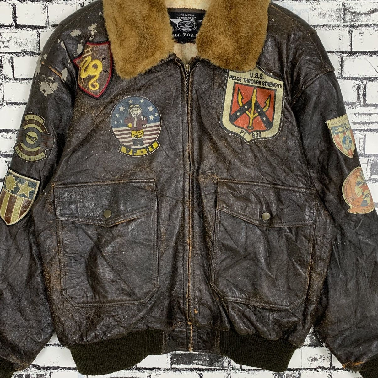 Bugle Boy Vintage Bugle Boy US Air Force Flight Leather Jacket Size US L / EU 52-54 / 3 - 5 Thumbnail