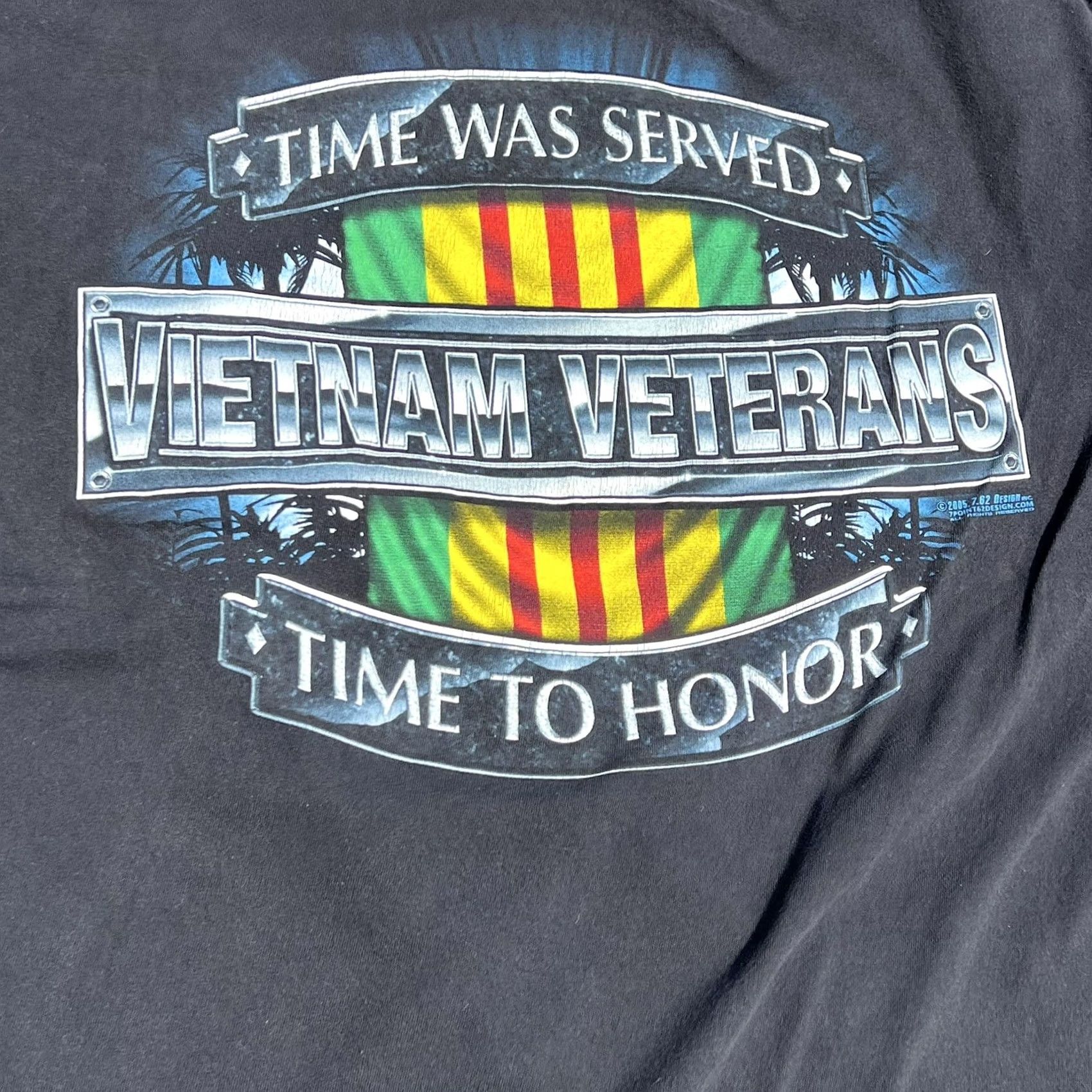 Vintage VINTAGE Men's T-Shirt Black Large 2005 VIETNAM VETERAN Time Was Served 7.62 Design Mens Shirts L Black Size US L / EU 52-54 / 3 - 5 Thumbnail