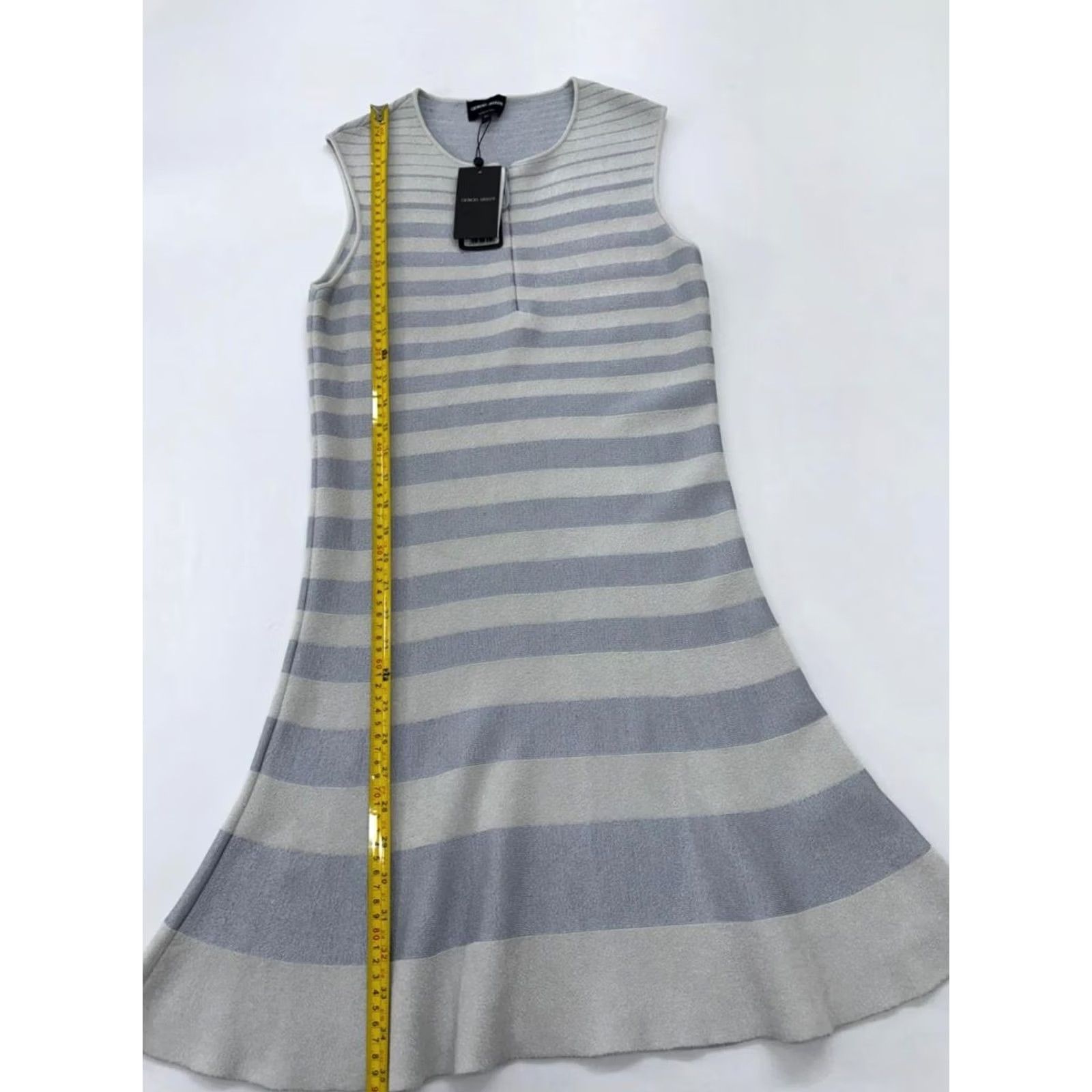 Giorgio Armani Giorgio Armani Women's Gray White Striped Sleeveless Dress 42 EU Size Dress Size M / US 6-8 / IT 42-44 - 5 Thumbnail