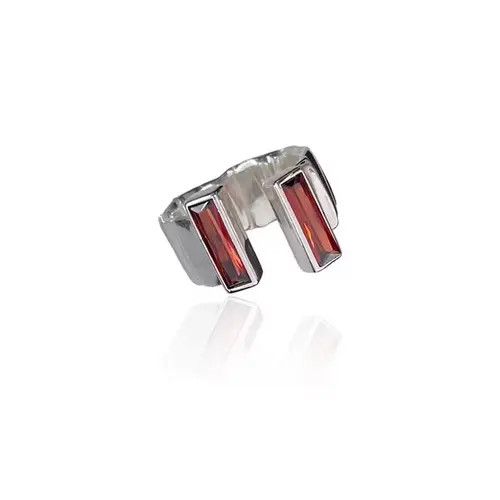 Jewelry Abstract Ring Red Stone Silver Modern Star Art Psychedelic Size ONE SIZE - 1 Thumbnail