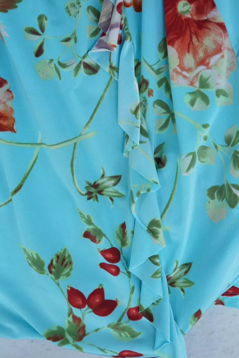Kenzo KENZO sizeM Water blue flowers and grass waves half skirt Size 25" / US 0 / IT 36 - 7 Thumbnail