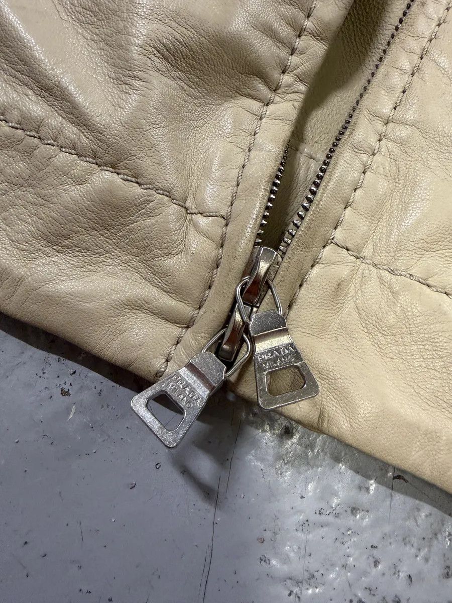 Prada 2000s Prada Creamy White Biker Leather Jacket Size S / US 4 / IT 40 - 12 Thumbnail