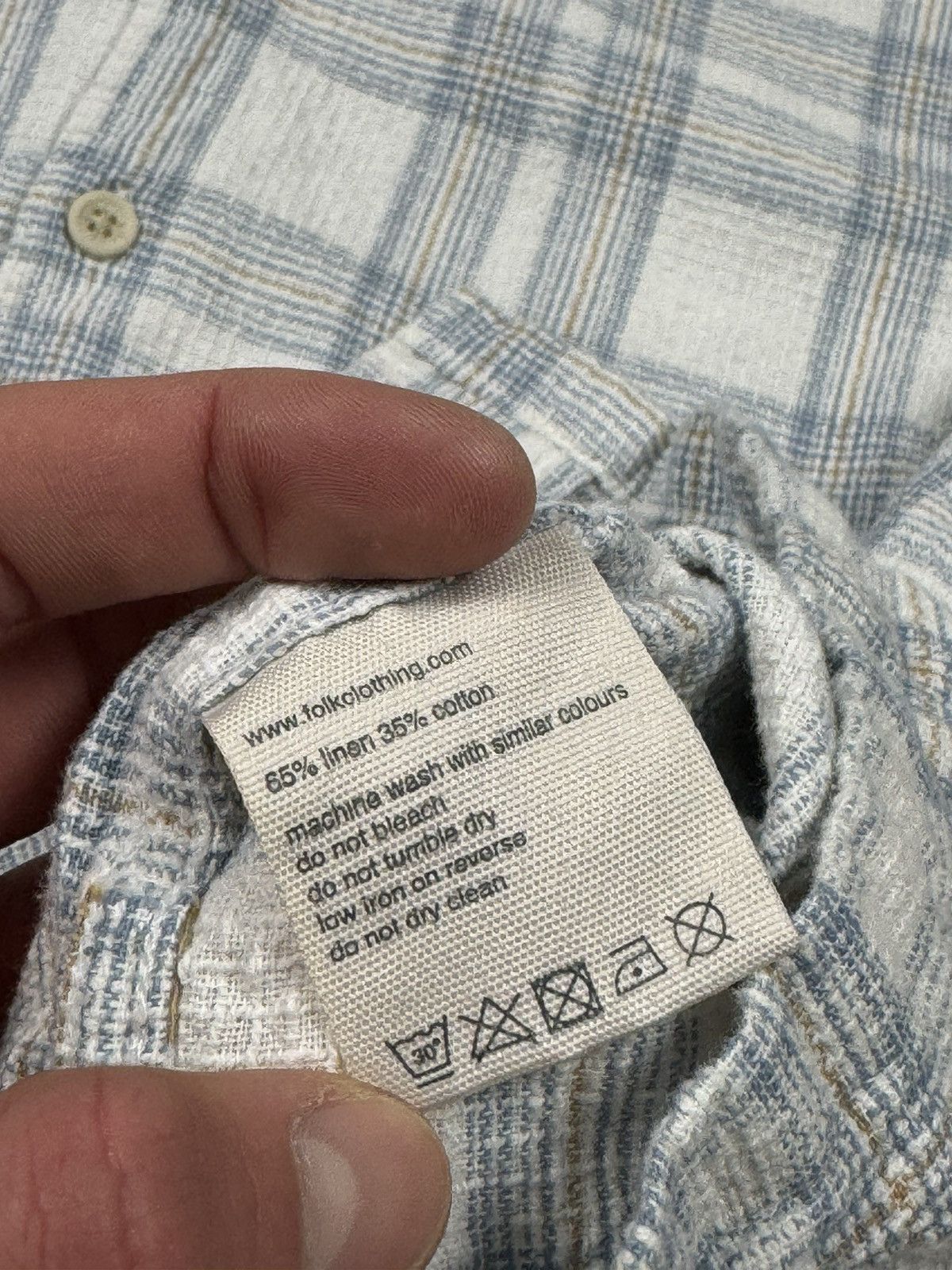 Folk Folk Linen Blend Plaid Short Sleeve Shirt Size XL Blue White Size US XL / EU 56 / 4 - 11 Thumbnail