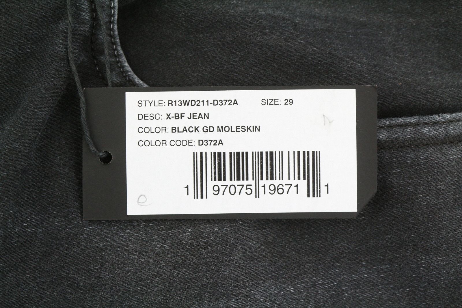 R13 X-BF 29 Black Garment Dyed Moleskin Faded Ankle FW25 86628 Size 29" - 7 Thumbnail