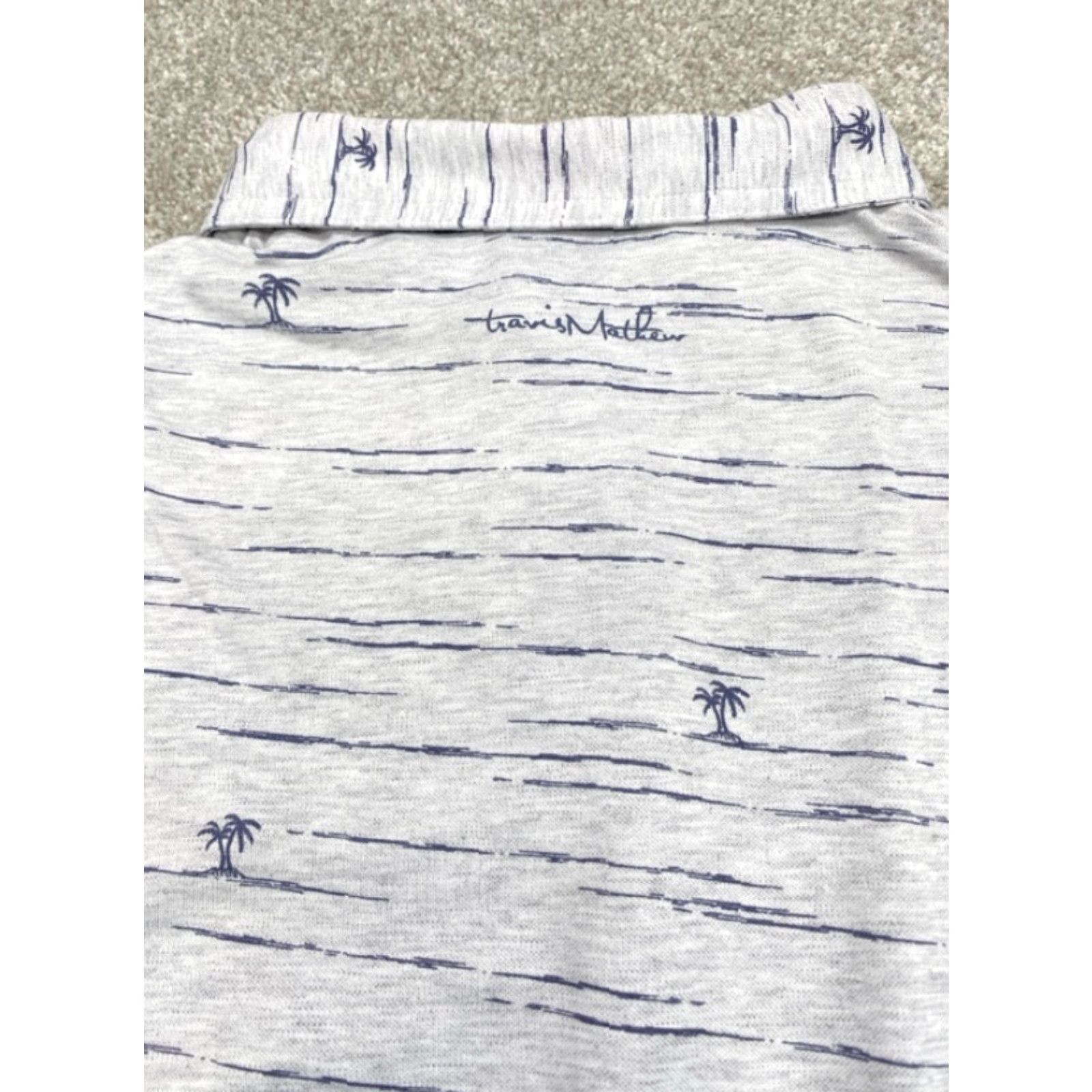 TravisMathew Travis Matthews Polo Shirt Men's M Short Sleeve Grey Palm Trees Golf 5841 Size US M / EU 48-50 / 2 - 8 Thumbnail
