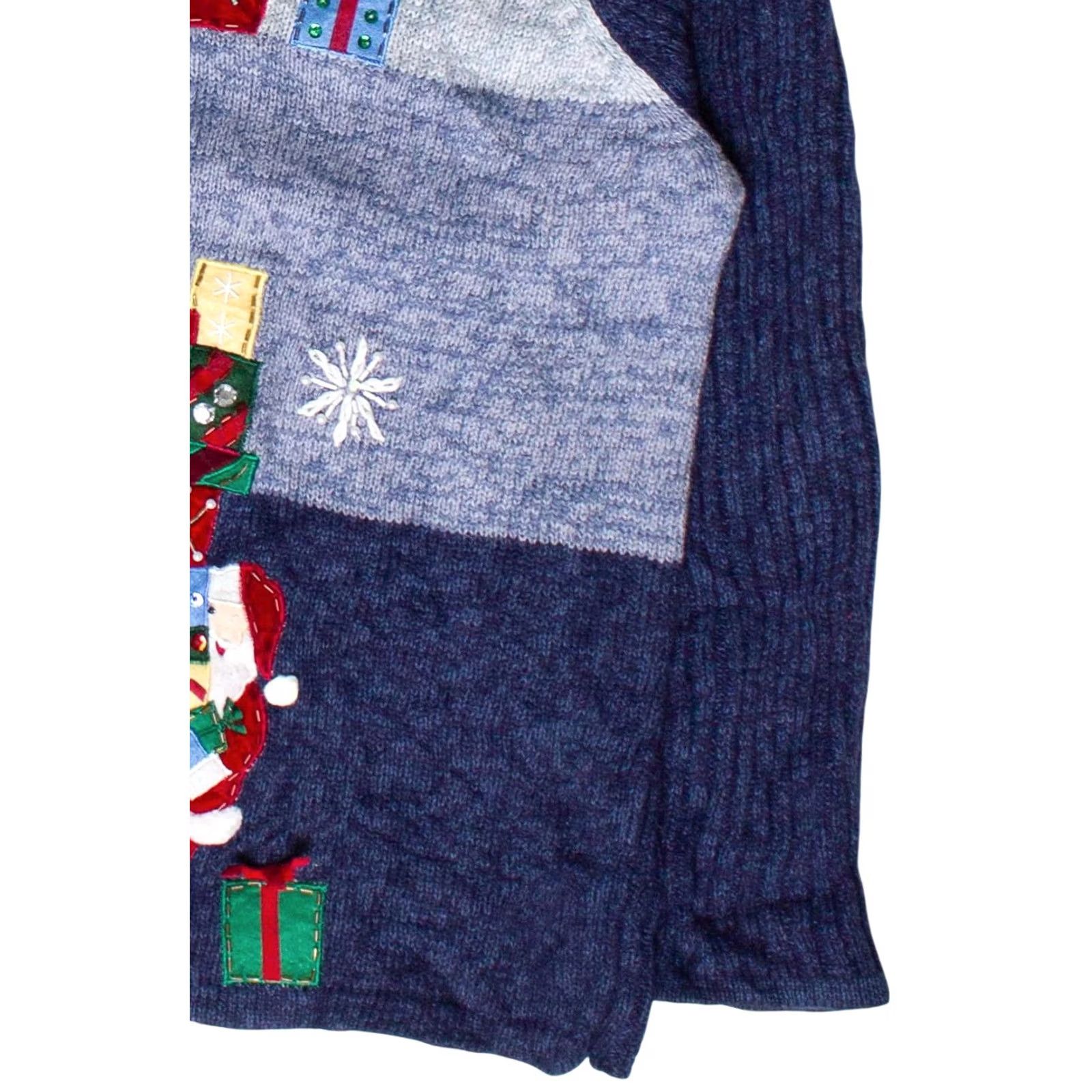 Vintage Vintage Tiara International Santa Delivering Presents Zip Up Ugly Christmas Sweater Women 2X Blue 2000s Cardigan Christmas Men/Women Size ONE SIZE - 4 Thumbnail