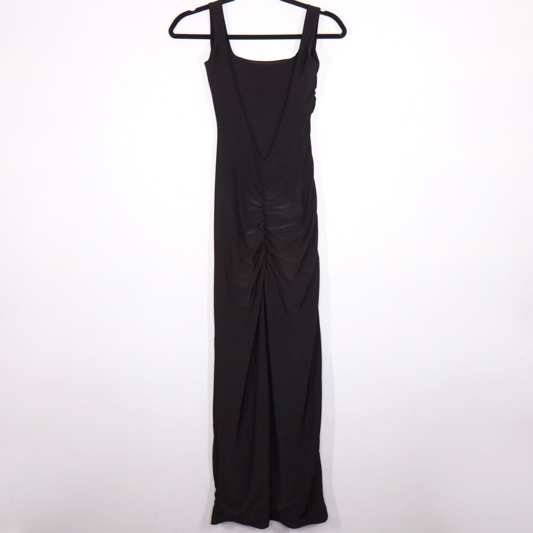 Vintage VINTAGE CLUB L LONDON Kate Maxi Dress Square Neck Slit Black, 0, Sleeveless, Bodycon, Party/Cocktail, Formal, Maxi Dress Women, Satin? Size S / US 4 / IT 40 - 7 Thumbnail