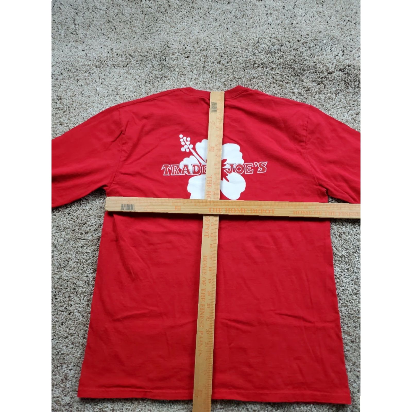 Vintage Trader Joes Shirt Mens L Red Crew Neck Long Sleeve Hibiscus Logo Graphic Print Size US L / EU 52-54 / 3 - 6 Thumbnail