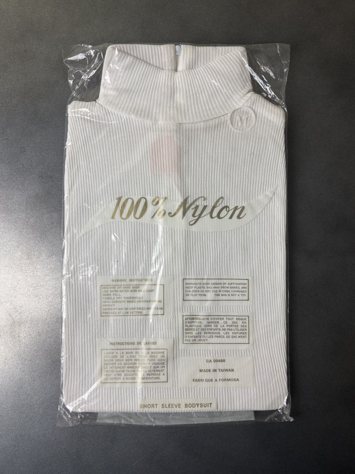 Vintage NOS 1970s Bodysuit Shortsleeve Turtleneck Jumper Vintage Nyl Size M / US 6-8 / IT 42-44 - 2 Thumbnail