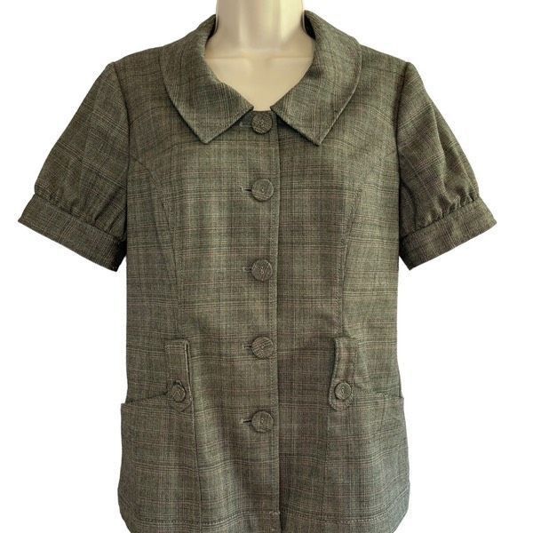 Guess Guess Y2K gray pink plaid fitted vintage blazer top Size L / US 10 / IT 46 - 1 Thumbnail