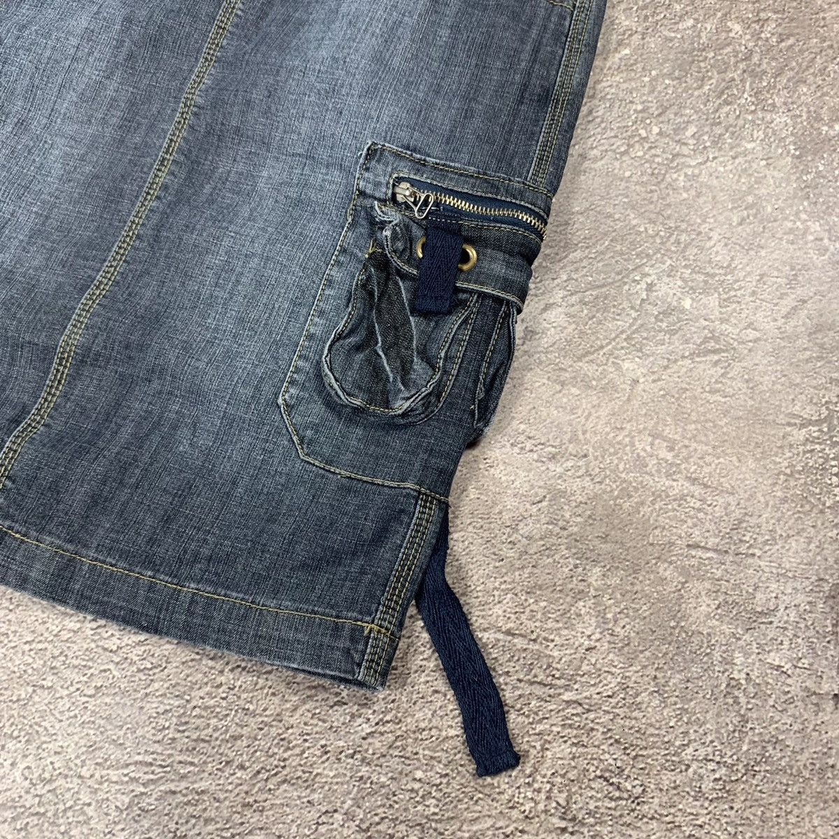 Vintage Y2K Cargo Mini Skirt Distressed Streetwear Grunge Relaxed 26 Size 26" / US 2 / IT 38 - 2 Thumbnail
