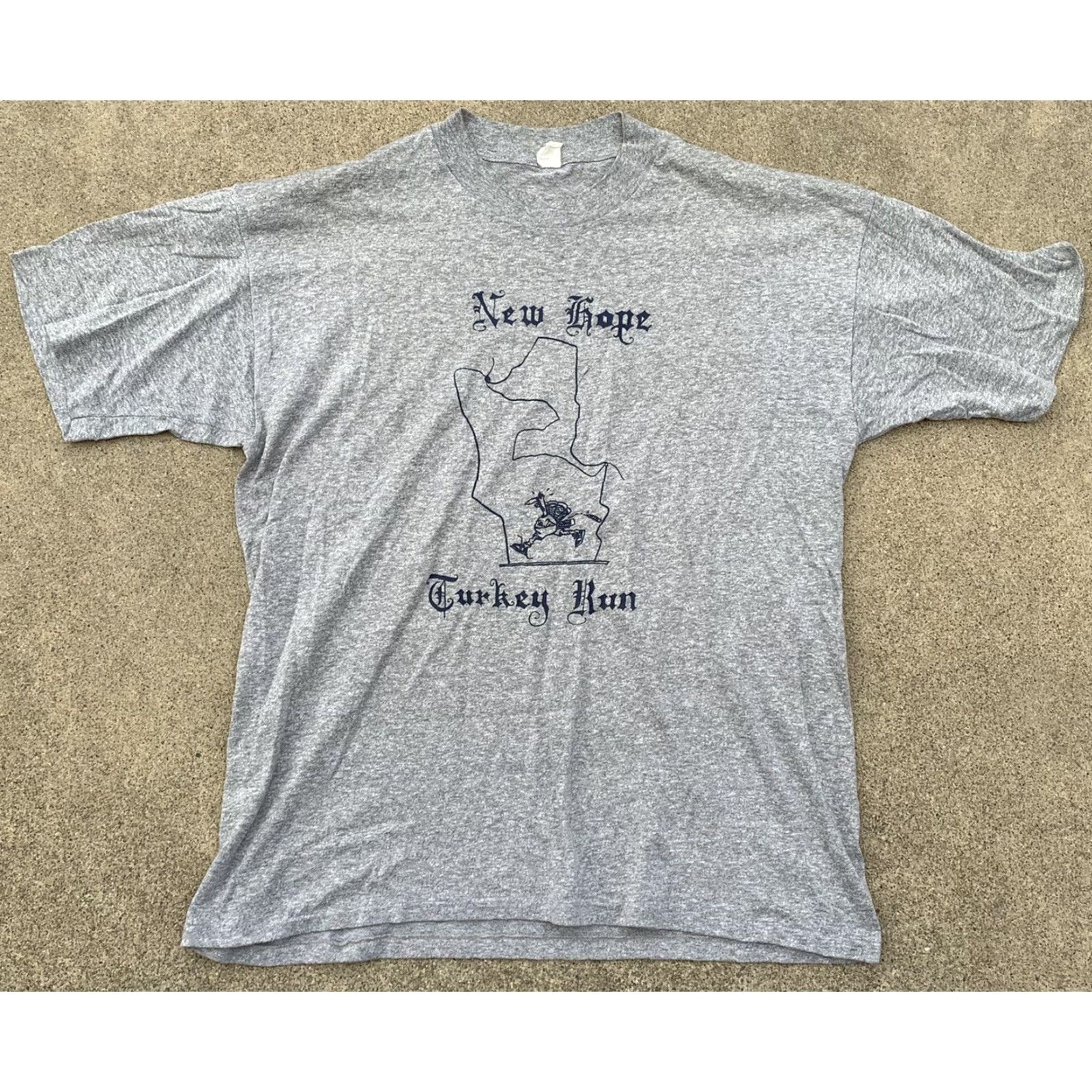 Hope VINTAGE New Hope Turkey Run Hollow Rock Country Store T-shirt XL Gray Cotton Blend Crew Neck Short Sleeve Men Graphic Print 90s Run T-Shirt Size US XL / EU 56 / 4 - 4 Thumbnail