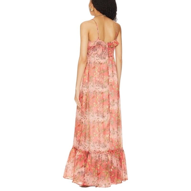 Other By TiMo Smocked Maxi Dress Floral Chiffon Ruffle Orange M Size M / US 6-8 / IT 42-44 - 5 Thumbnail