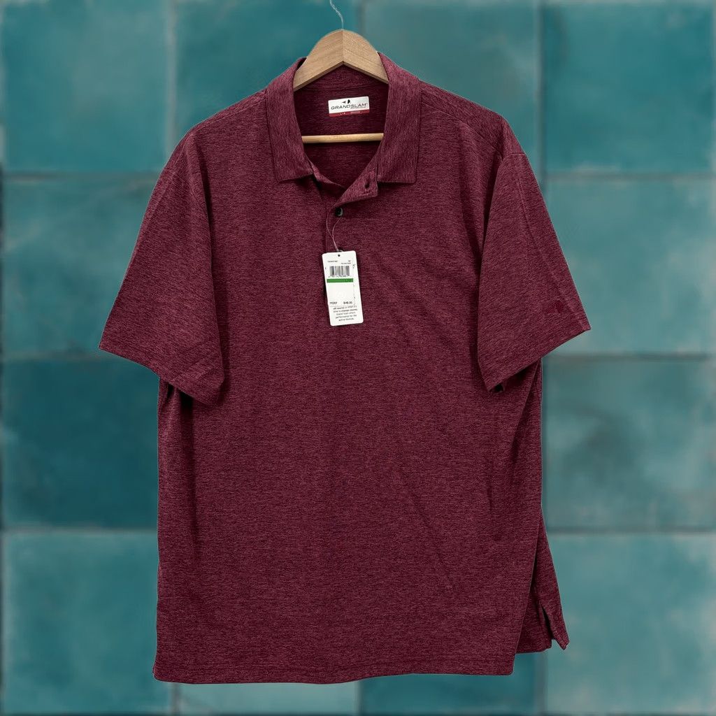 Vintage VINTAGE Grand Slam Performance Polo Shirt Mens L Red Heather Stretch Golf Casual NWT Size US L / EU 52-54 / 3 - 1 Thumbnail