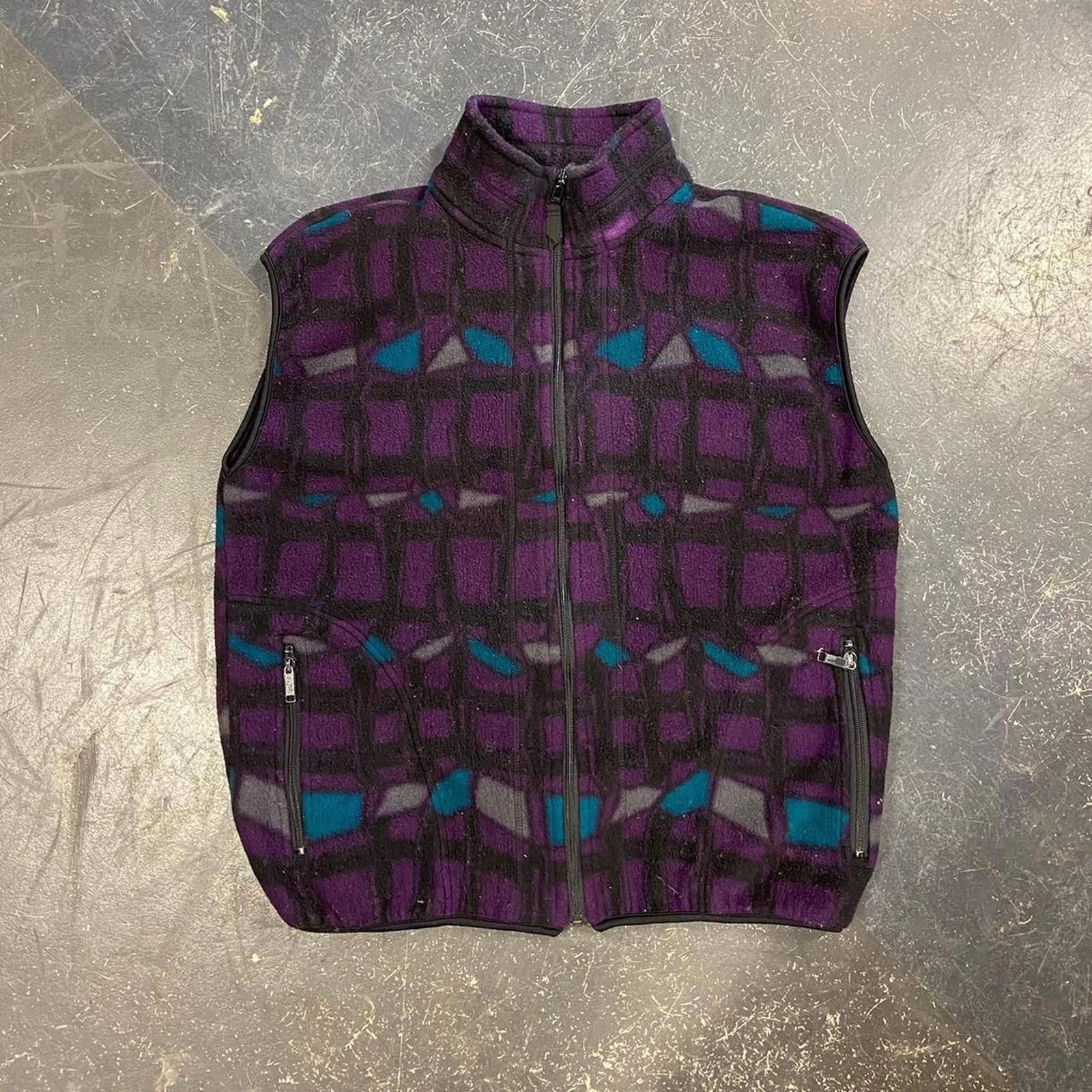 Vintage 90s Purple Aztec Fleece Vest Size US L / EU 52-54 / 3 - 1 Thumbnail