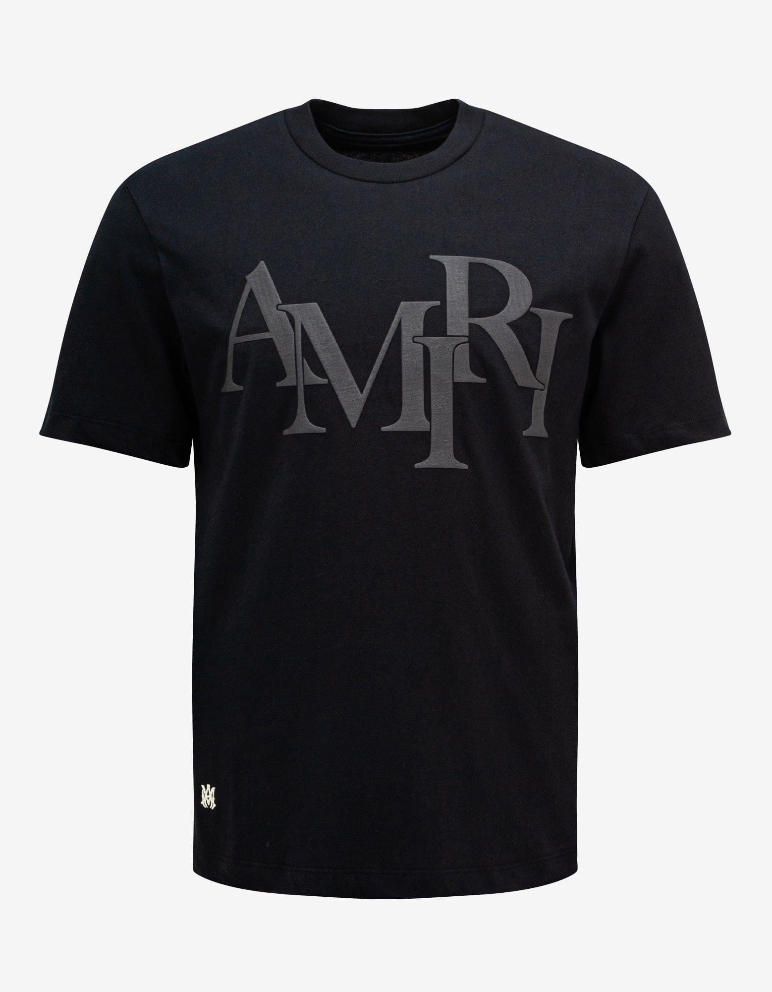 image of Amiri Black Staggered Logo T-Shirt, Men's (Size XS)