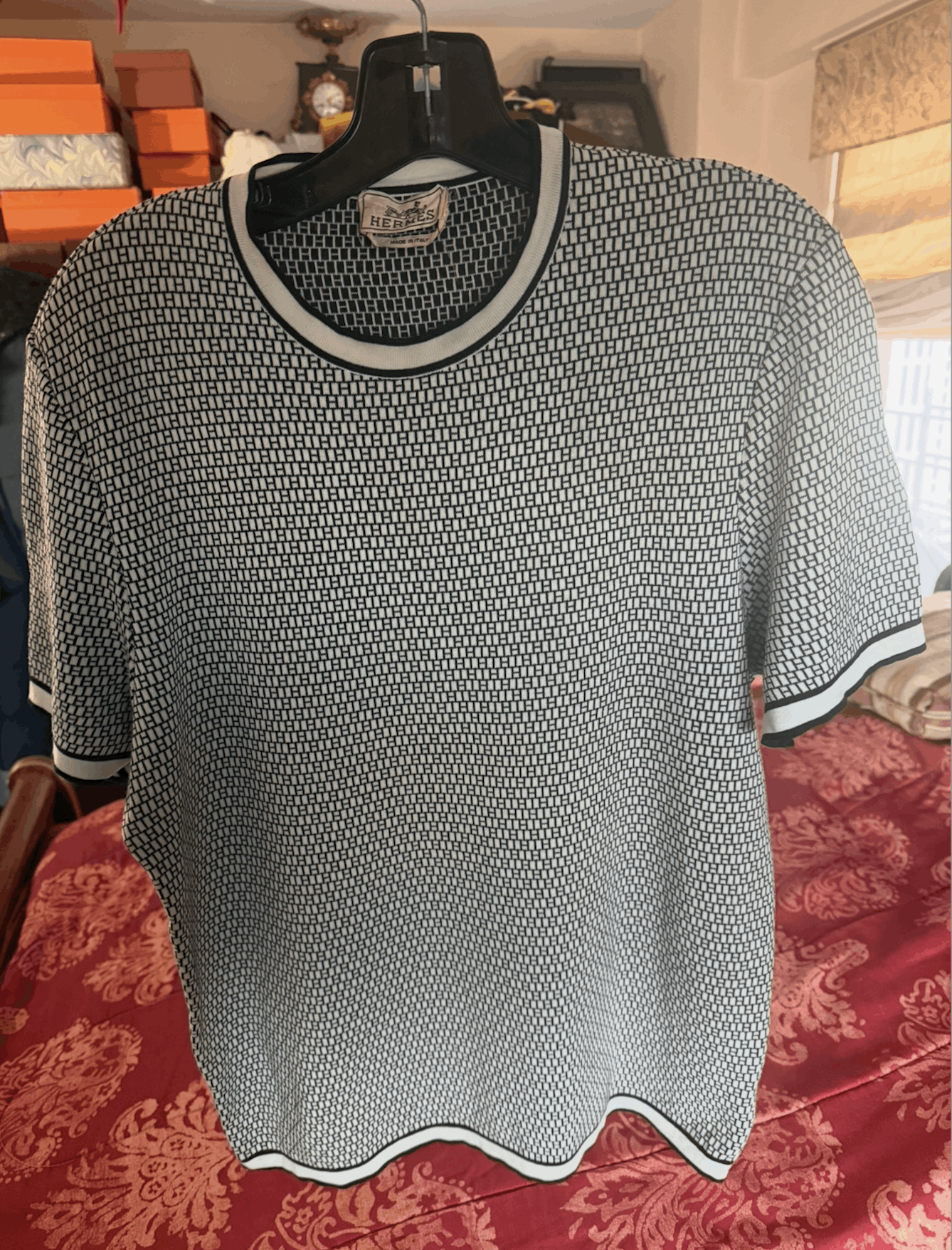 Hermes 100% Authentic Hermes H Logo Monogram Short Sleeve Sweater Size US M / EU 48-50 / 2 - 2 Thumbnail