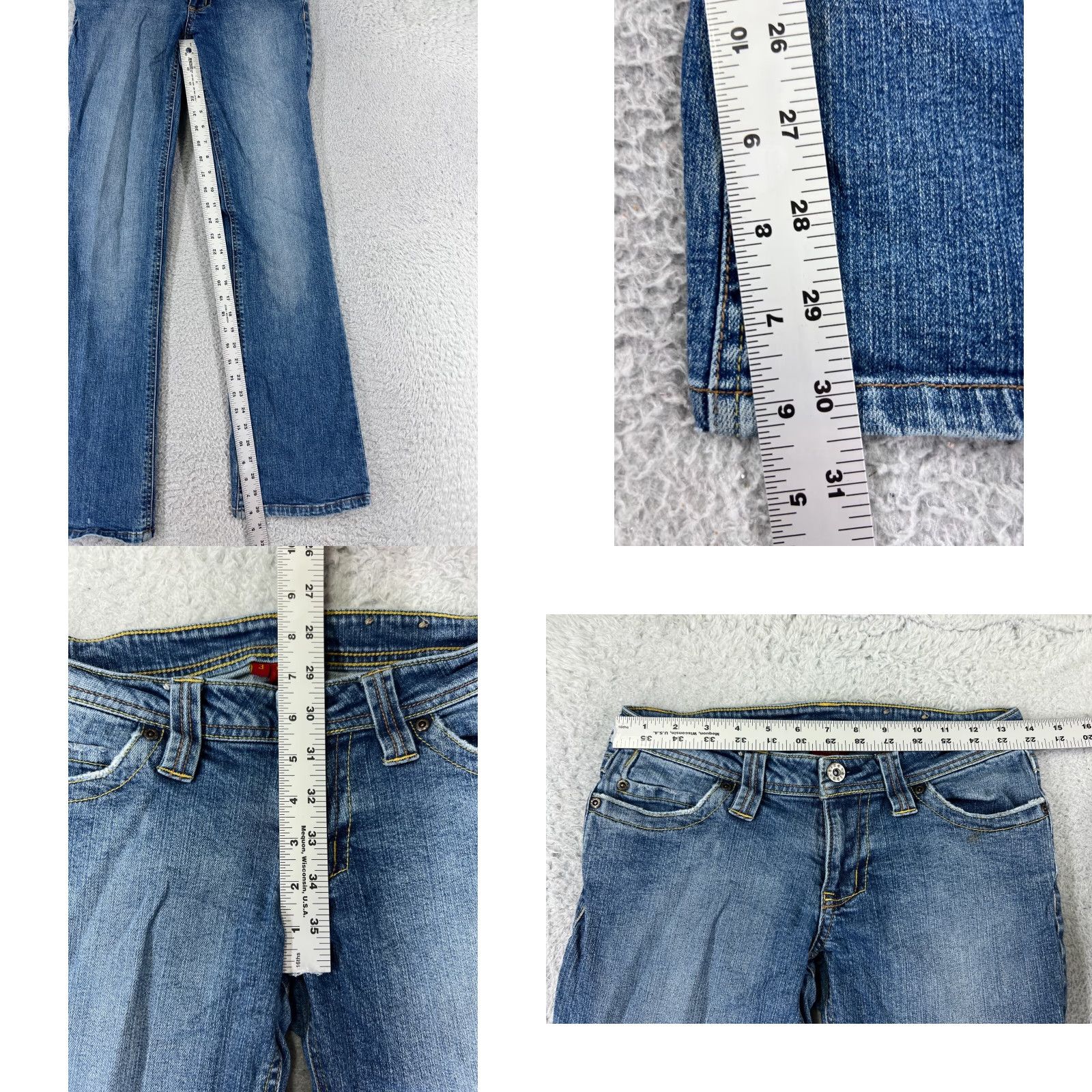 Denime Kika Jeans Womens 3 Blue Denim Flared Low Rise 5-Pocket Stretch Cotton Size 26" / US 2 / IT 38 - 8 Thumbnail