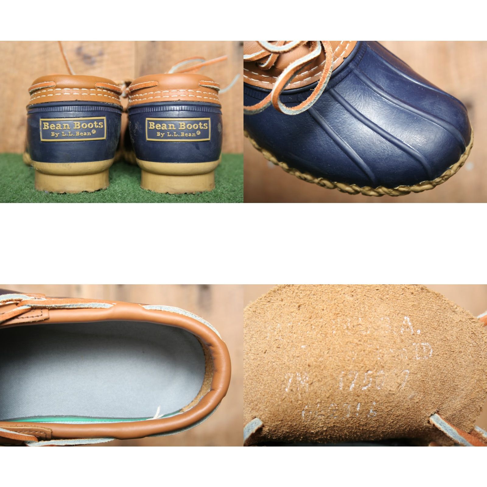 Vintage L.L. Bean Tan Leather & Blue Rubber Low Ankle Gumshoe Duck Boots Women's Sz. 7M Boots, Rain Shoe, M, Tan/Blue, 7, Women Size US 7 / IT 37 - 8 Thumbnail