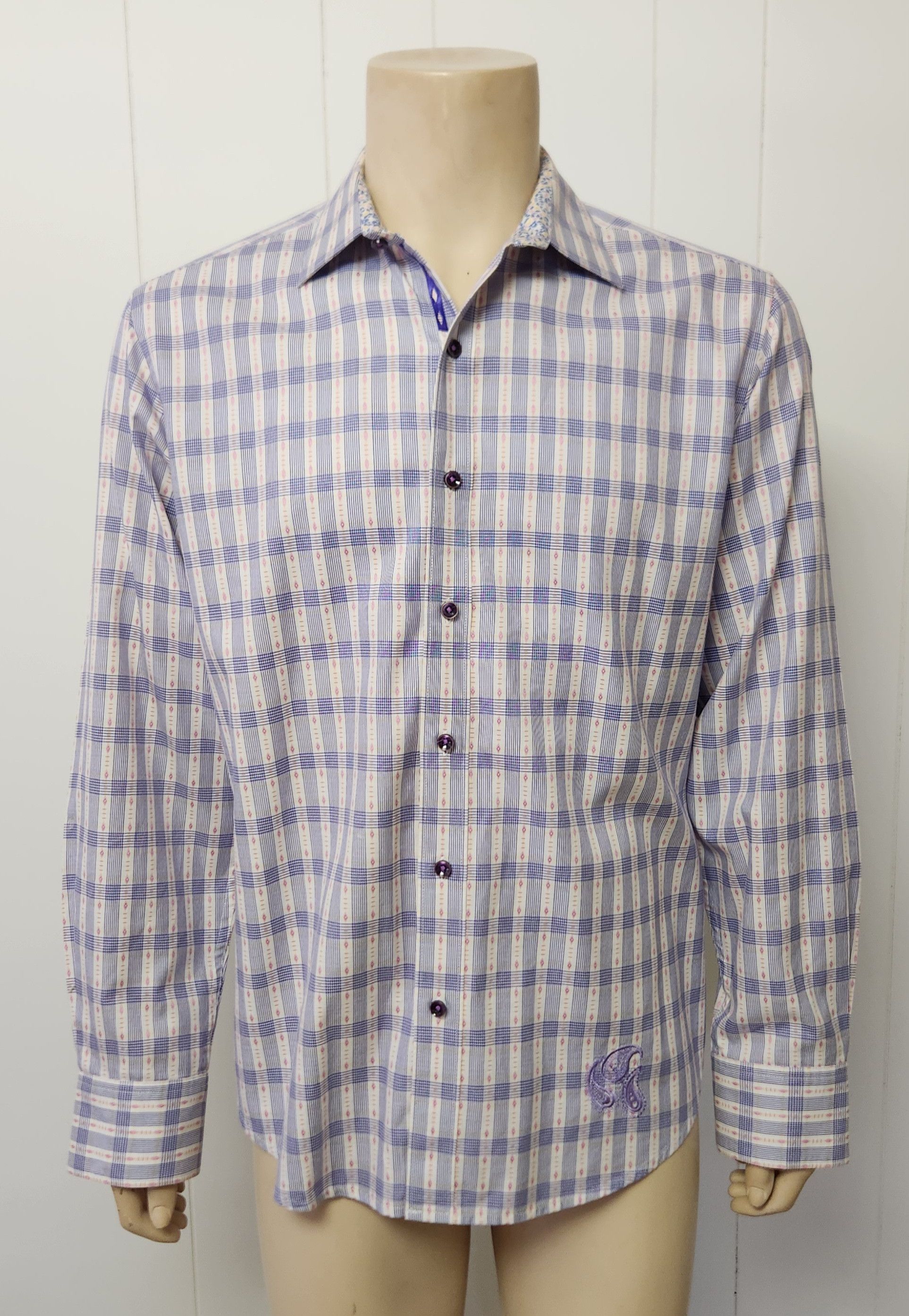 Robert Graham Robert Graham shirt L men's purple plaid cotton Size US L / EU 52-54 / 3 - 1 Thumbnail