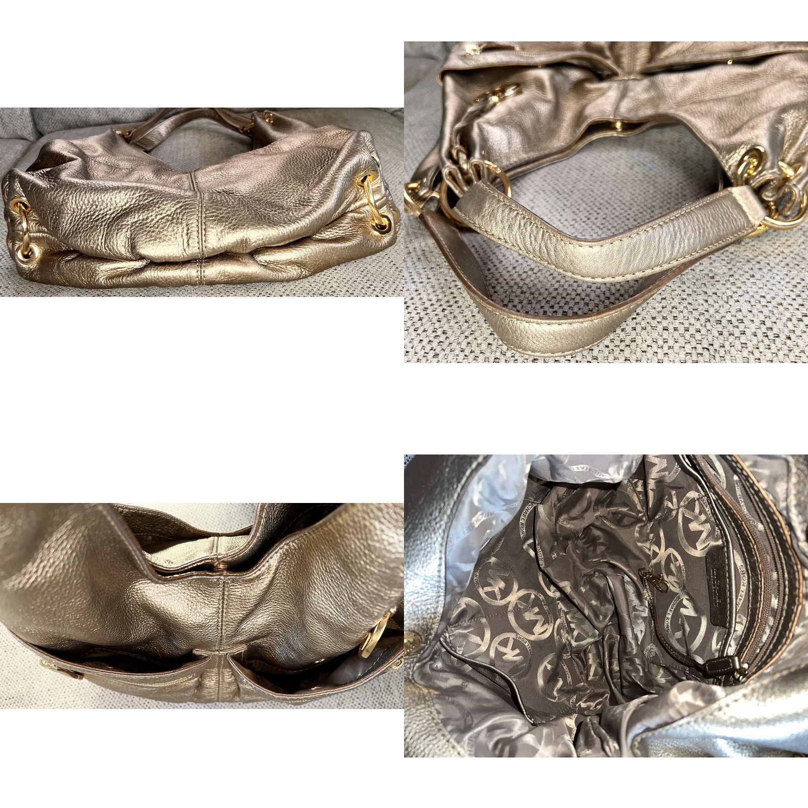 Michael Kors MICHAEL KORS Layton Gold Leather Bag Purse Hobo Women's Size ONE SIZE - 8 Thumbnail
