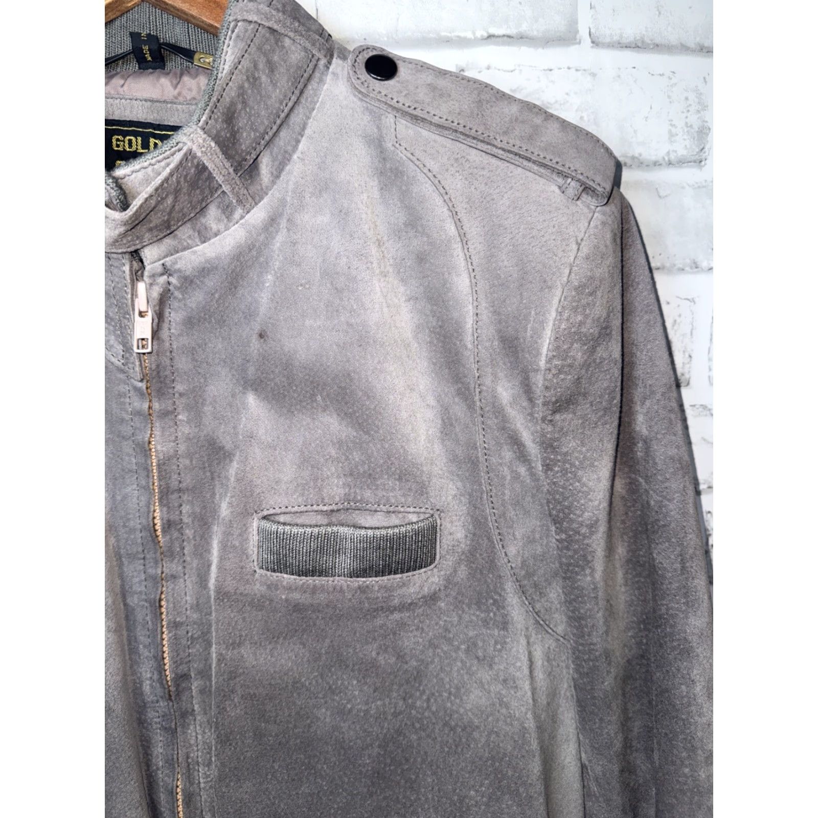 Vintage VTG Golden State Gray Leather Bomber Jacket Mens 42 Regular Size US XS / EU 42 / 0 - 3 Thumbnail