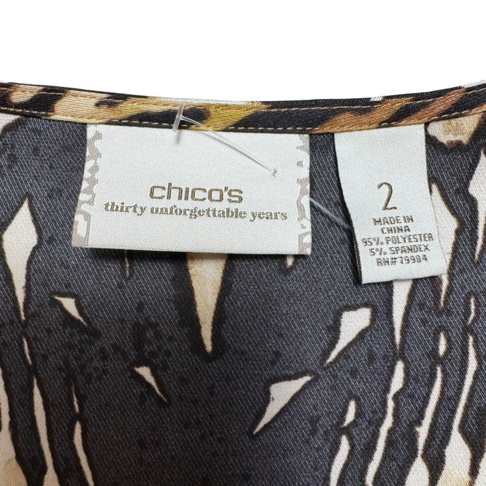 Chicos Chico's Animal Print Embellished V-neck Blouse Size 2 US L Size L / US 10 / IT 46 - 7 Thumbnail