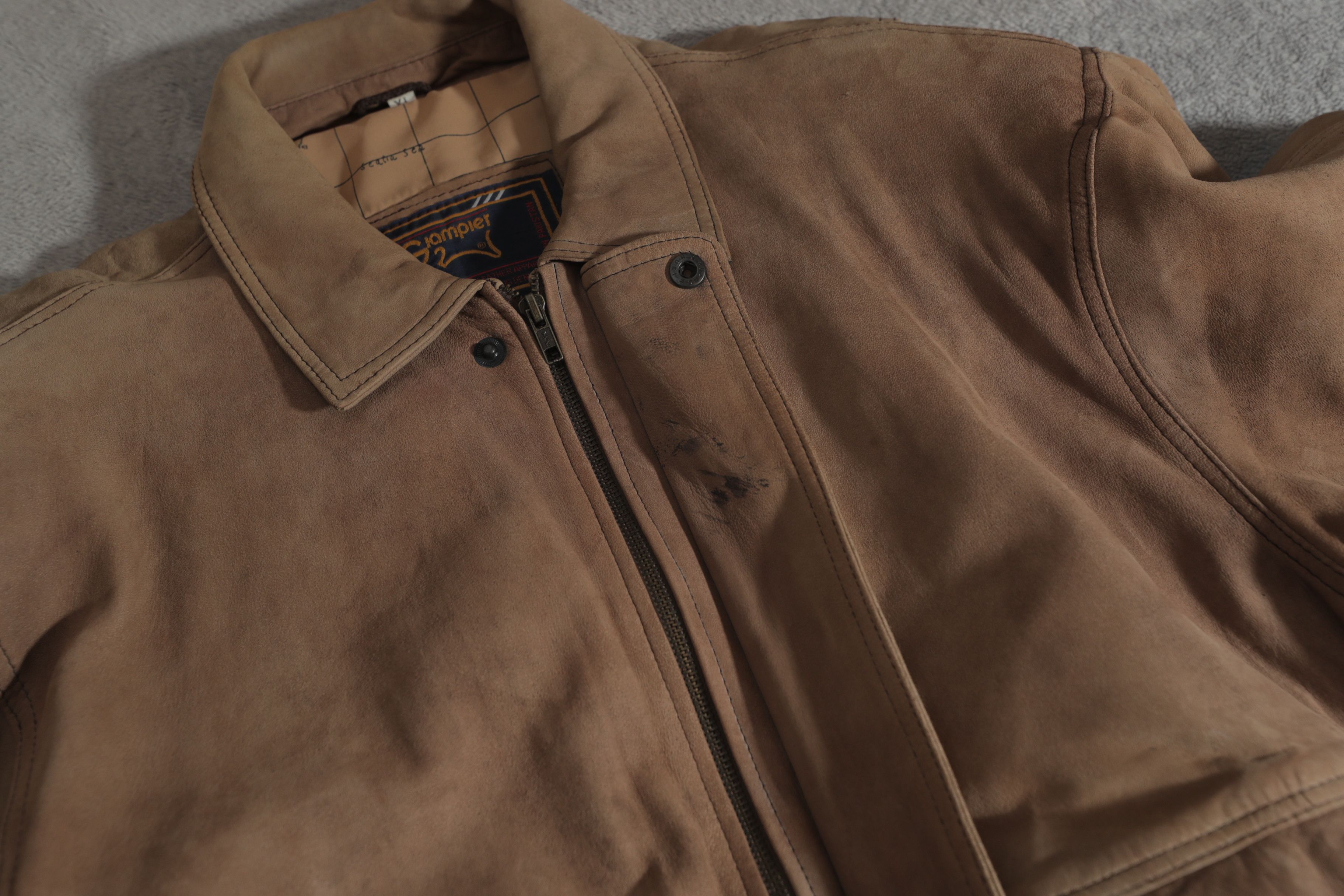 Vintage Giampier Flag Lined Tan Leather Vintage Jacket (XL) Size US XL / EU 56 / 4 - 9 Thumbnail
