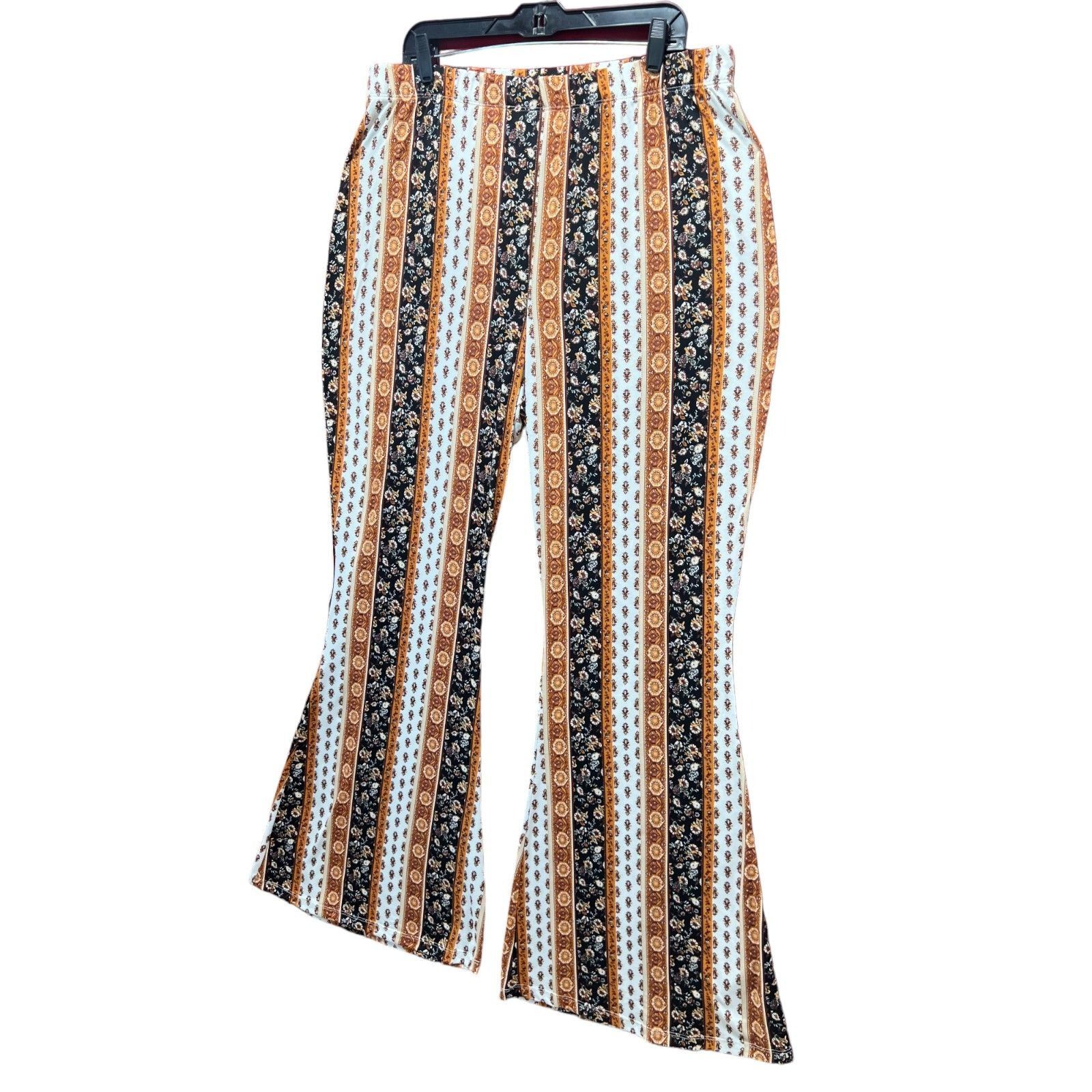 Other Rue + - Women's Flared Stretch Pants - With/Brown - 2X Size 36" / US 14 / IT 50 - 16 Thumbnail