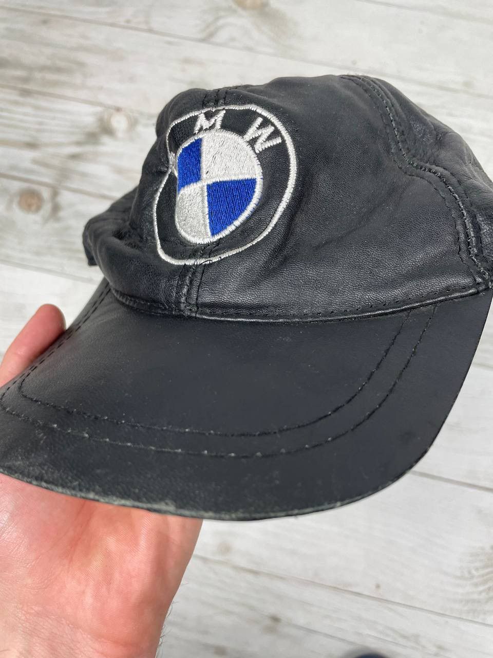 BMW Vintage BMW Leather Cap Hat Big logo 90s Racing Nascar Size ONE SIZE - 6 Thumbnail
