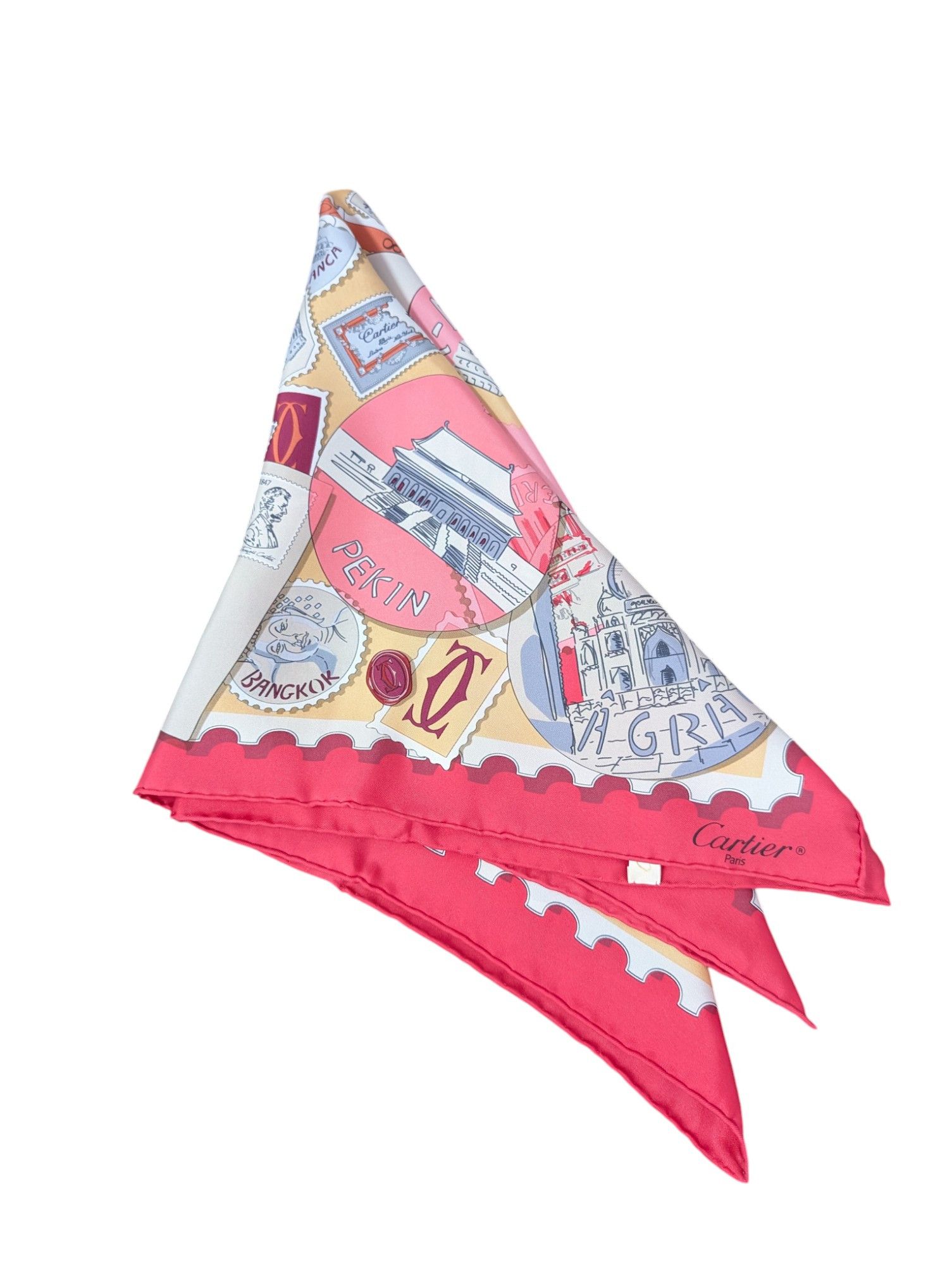 Cartier Stamps And Postal Chops Silk Square Scarf Size ONE SIZE - 4 Thumbnail