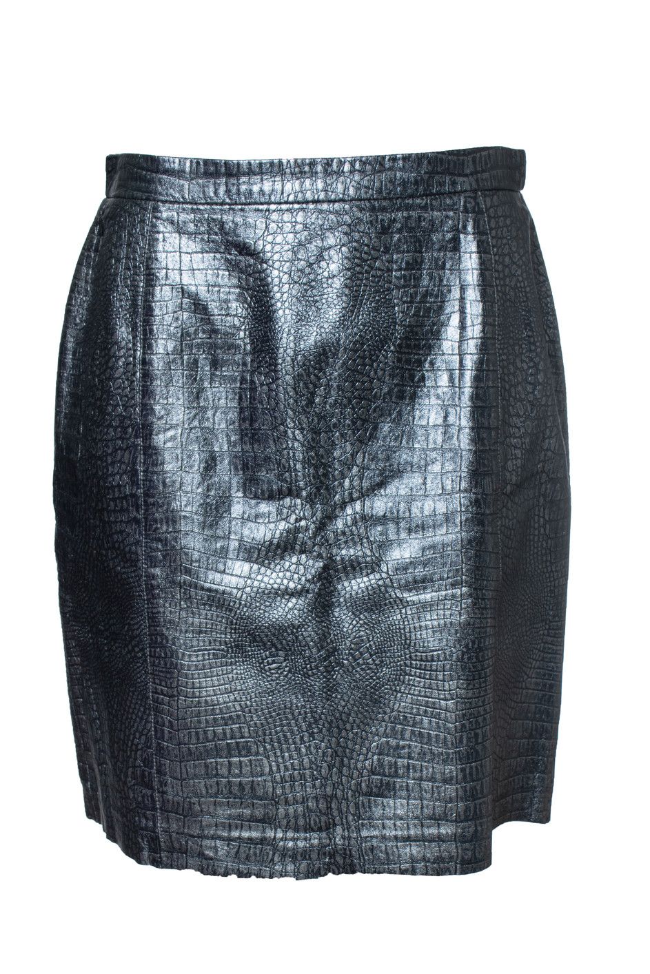 Escada Escada, croc embossed metallic leather skirt Size 28" / US 6 / IT 42 - 1 Thumbnail