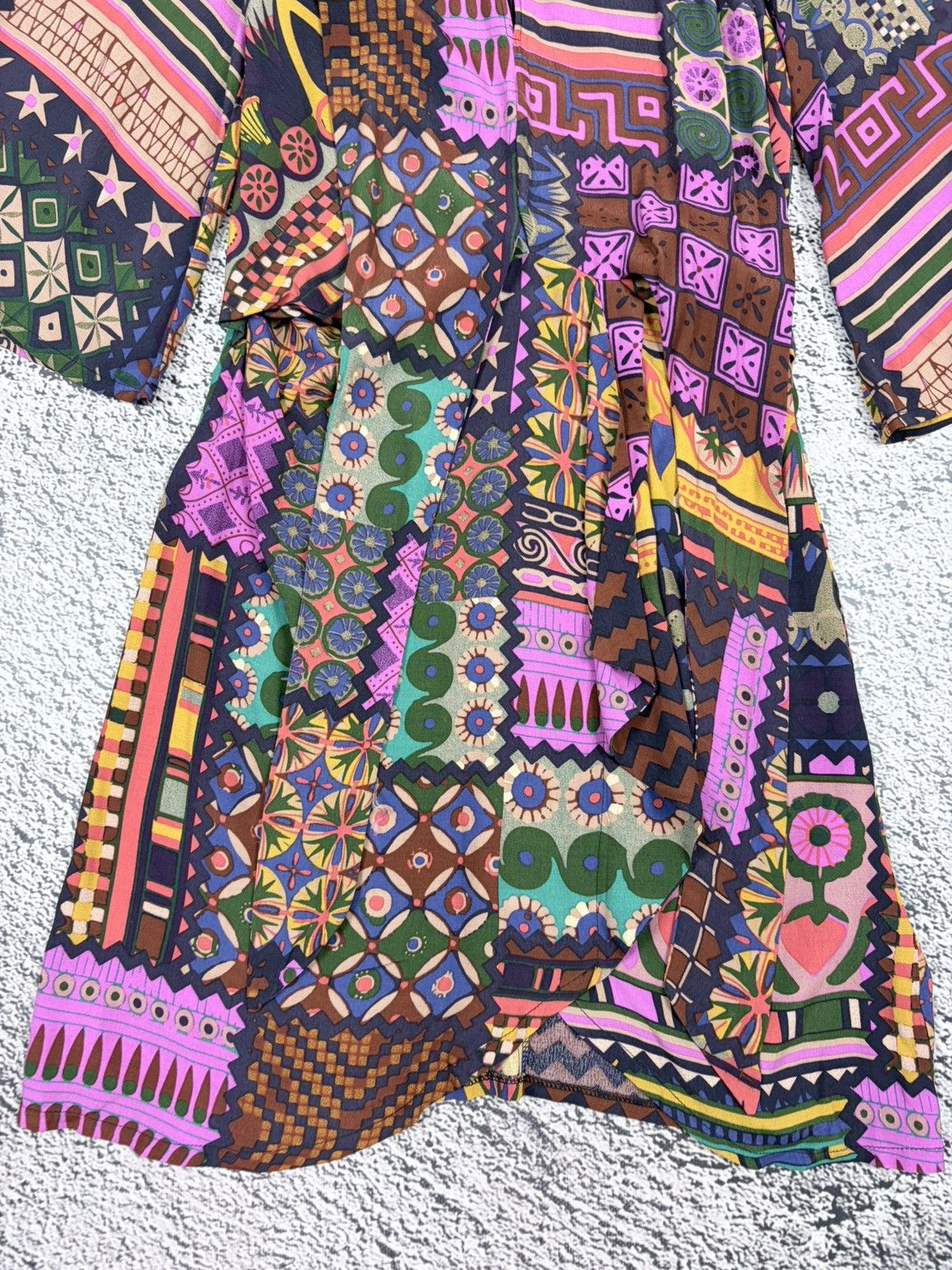 Jean Paul Gaultier NWT Desigual Boho Patchwork Style Bell Sleeve Mini Dress Size S / US 4 / IT 40 - 2 Thumbnail