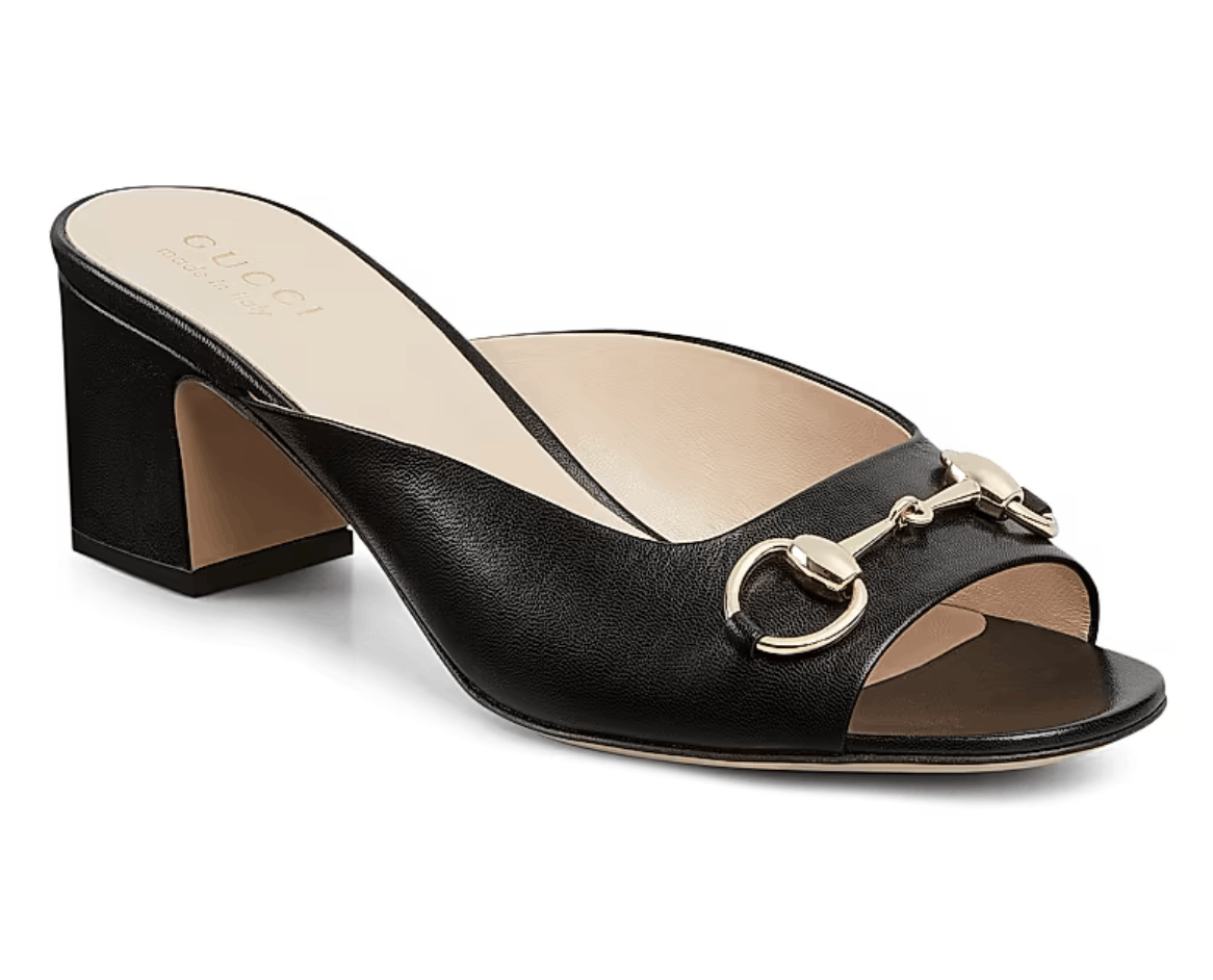 Gucci Gucci Lady Horsebit Leather Gold Block Heel Mule Sandal 37.5 Size US 7.5 / IT 37.5 - 1 Thumbnail
