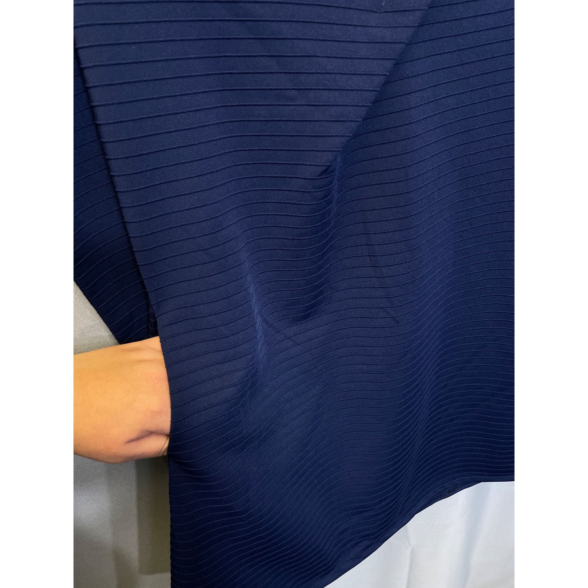 Designer Womens Blue Cowl Neck Ribbed Long Sleeve Dress SKU 7641 Size Size L / US 10 / IT 46 - 3 Thumbnail