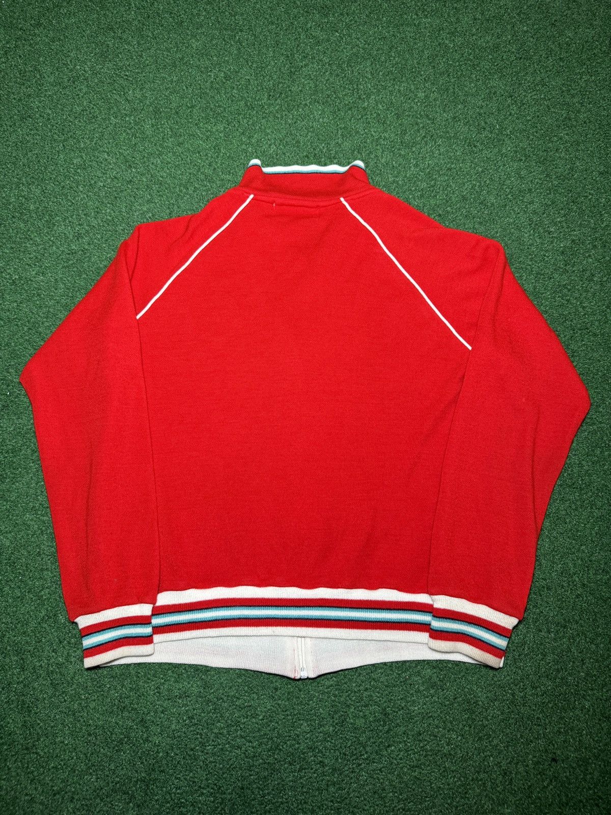 Vintage Vintage Track Jacket Full Zip 70s Retro Red Lrg Sweatshirt Size L / US 10 / IT 46 - 3 Thumbnail