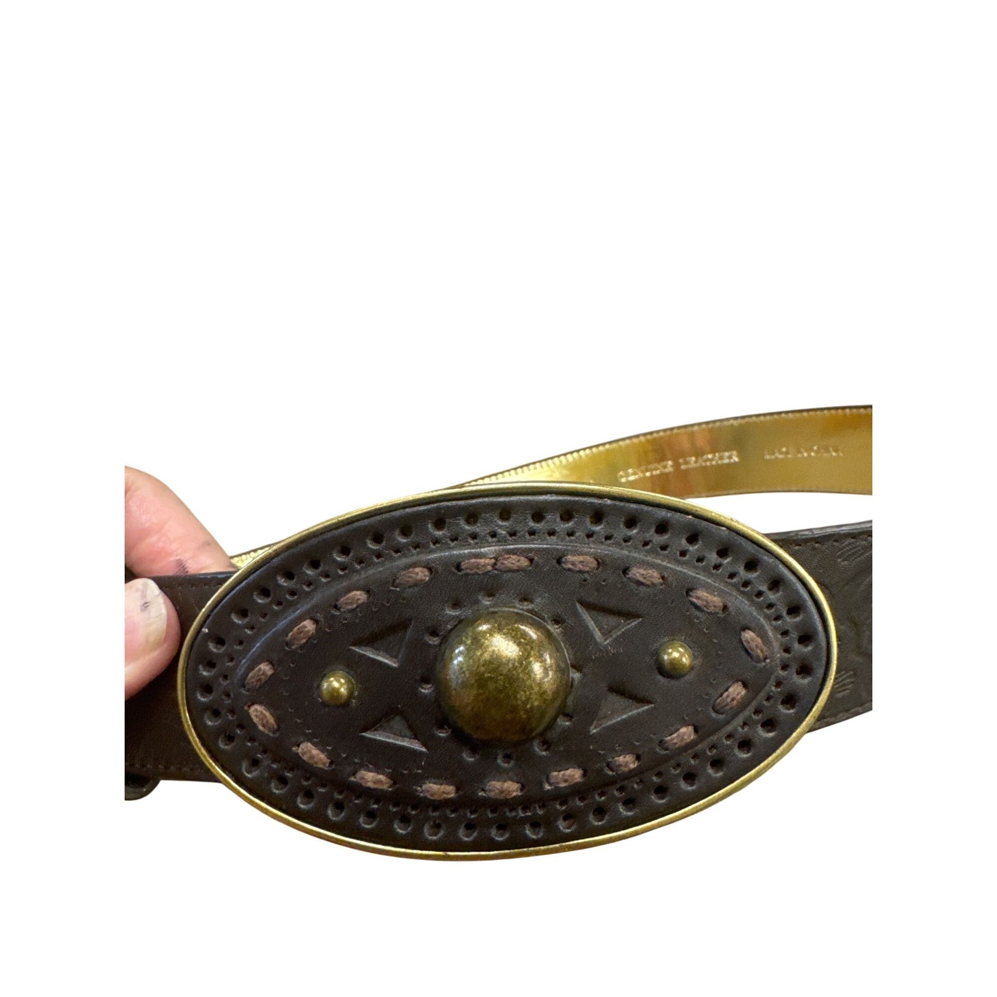 Other Adrienne Landau Womens Brown Embossed Leather Belt With Bras Size ONE SIZE - 2 Thumbnail