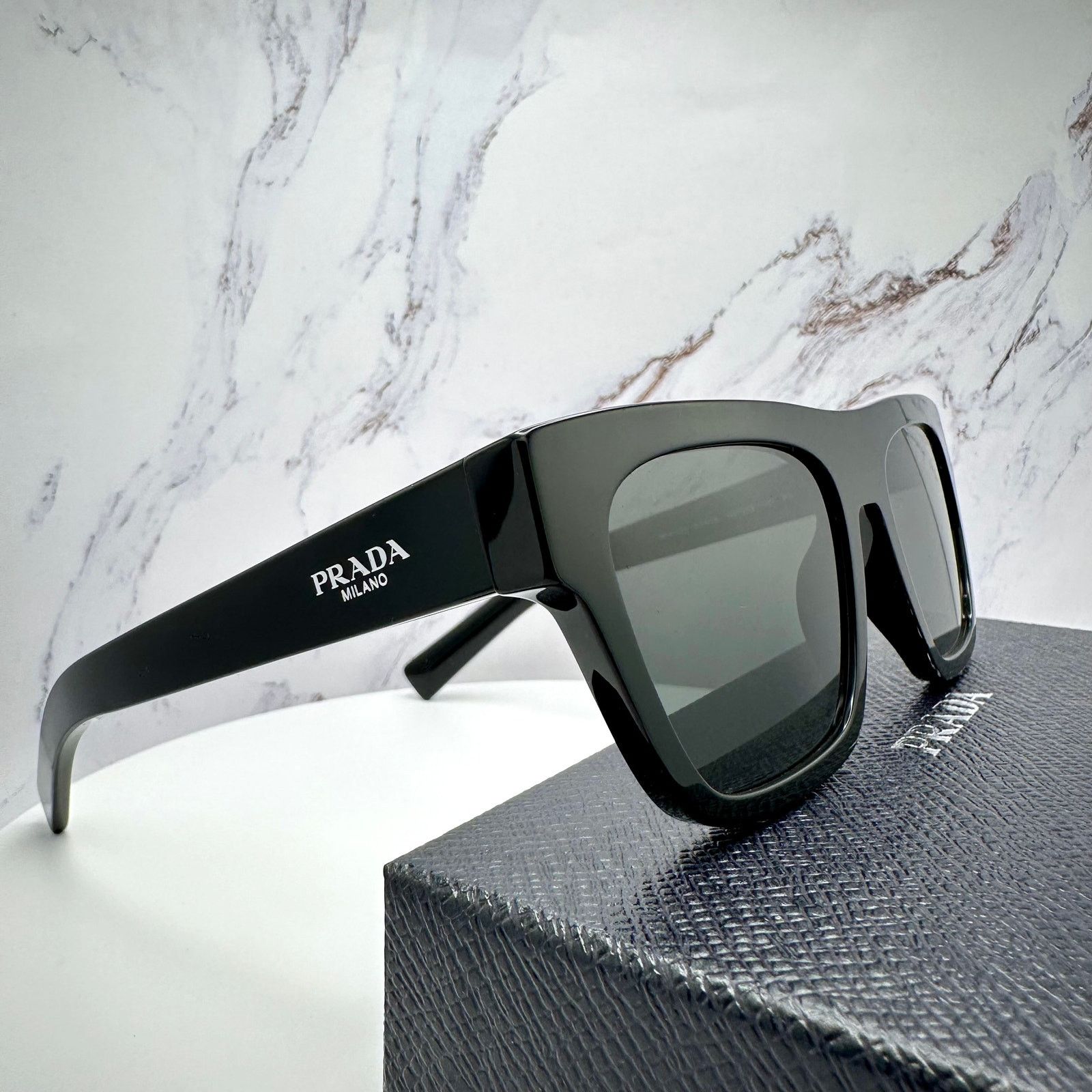 Prada NEW PRADA Sunglasses Black Square Rectangle w/ Box & Case Size ONE SIZE - 16 Thumbnail