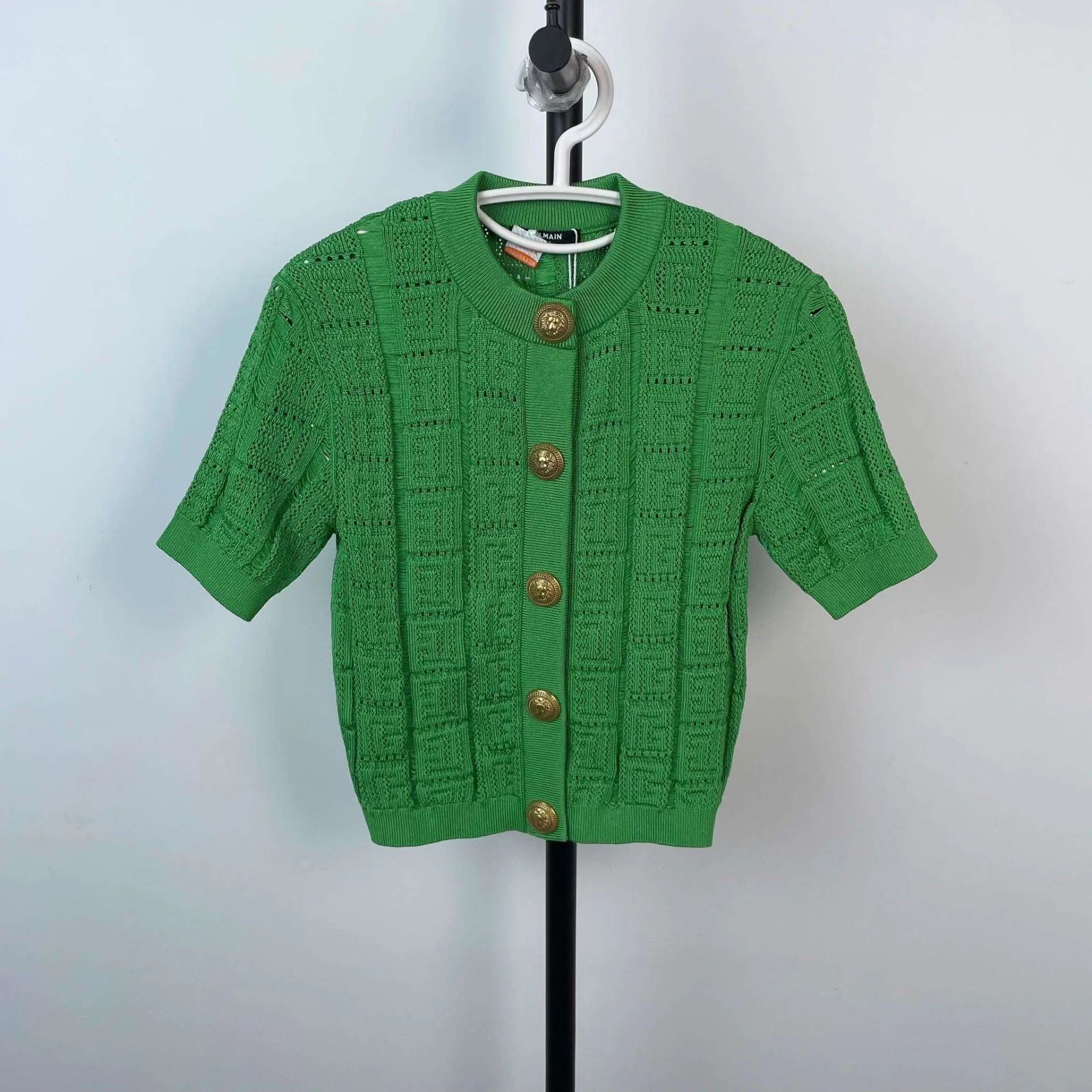 Balmain Balmain Viscose Short-Sleeve Cardigan 34 Green Size XS / US 0-2 / IT 36-38 - 1 Thumbnail